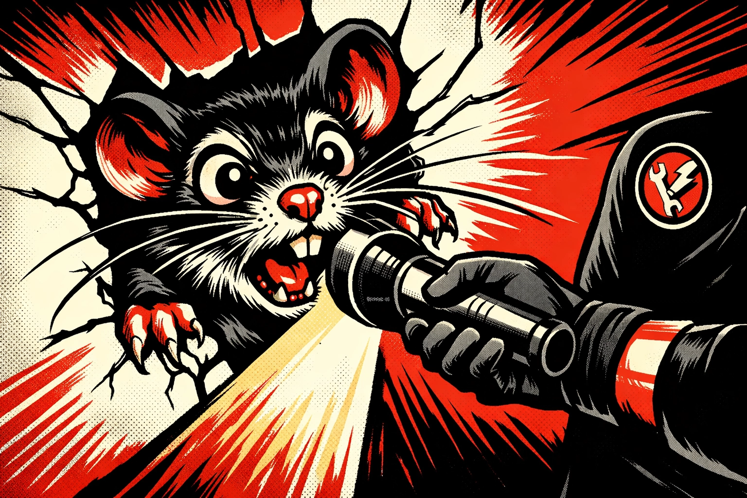 Professional rodent control inspection identifying a mouse entry point in a Haleyville home.