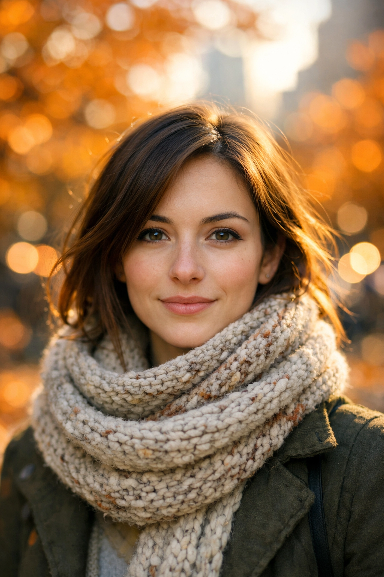 Sharp autumn portrait with a blurred bokeh background showing aperture control in Manual Mode.
