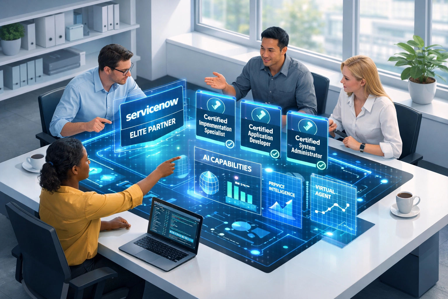 ServiceNow consulting team evaluating Elite partner certifications and AI capabilities