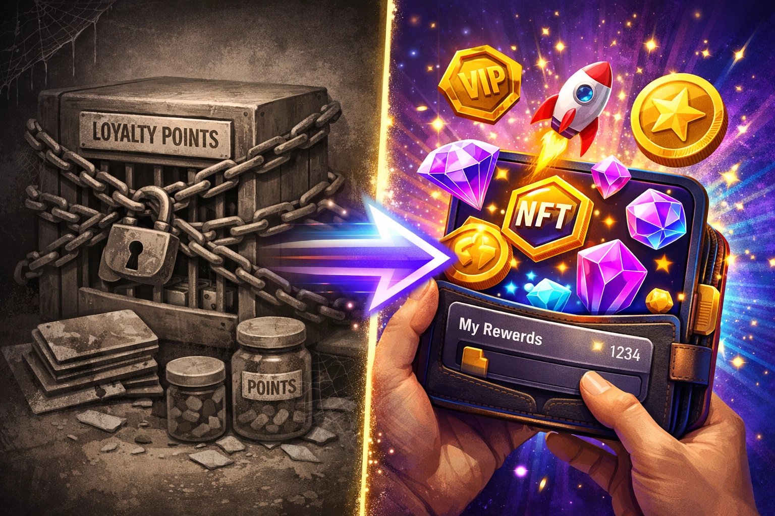 Web3 loyalty tokens versus traditional loyalty points showing merchant payment freedom