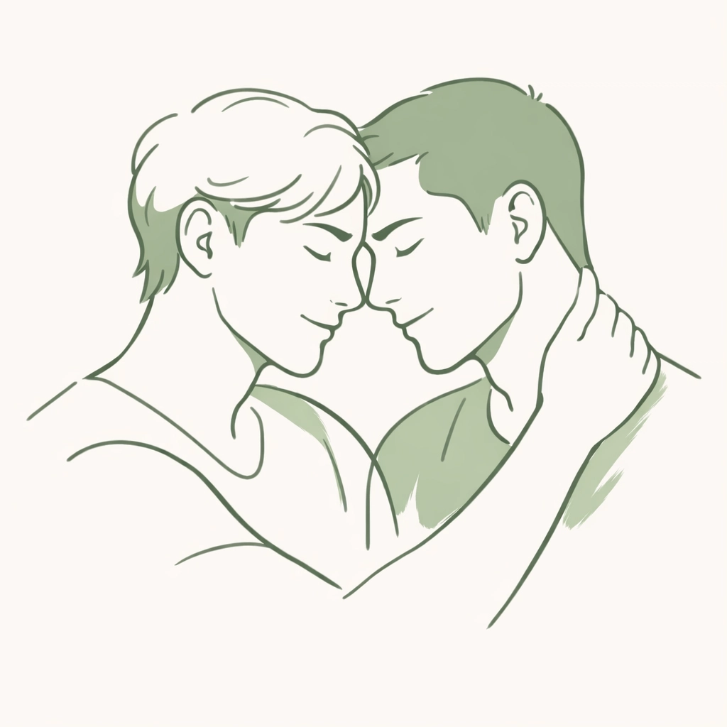 Two men connecting deeply, representing the authentic representation found in non-binary and MM fiction.