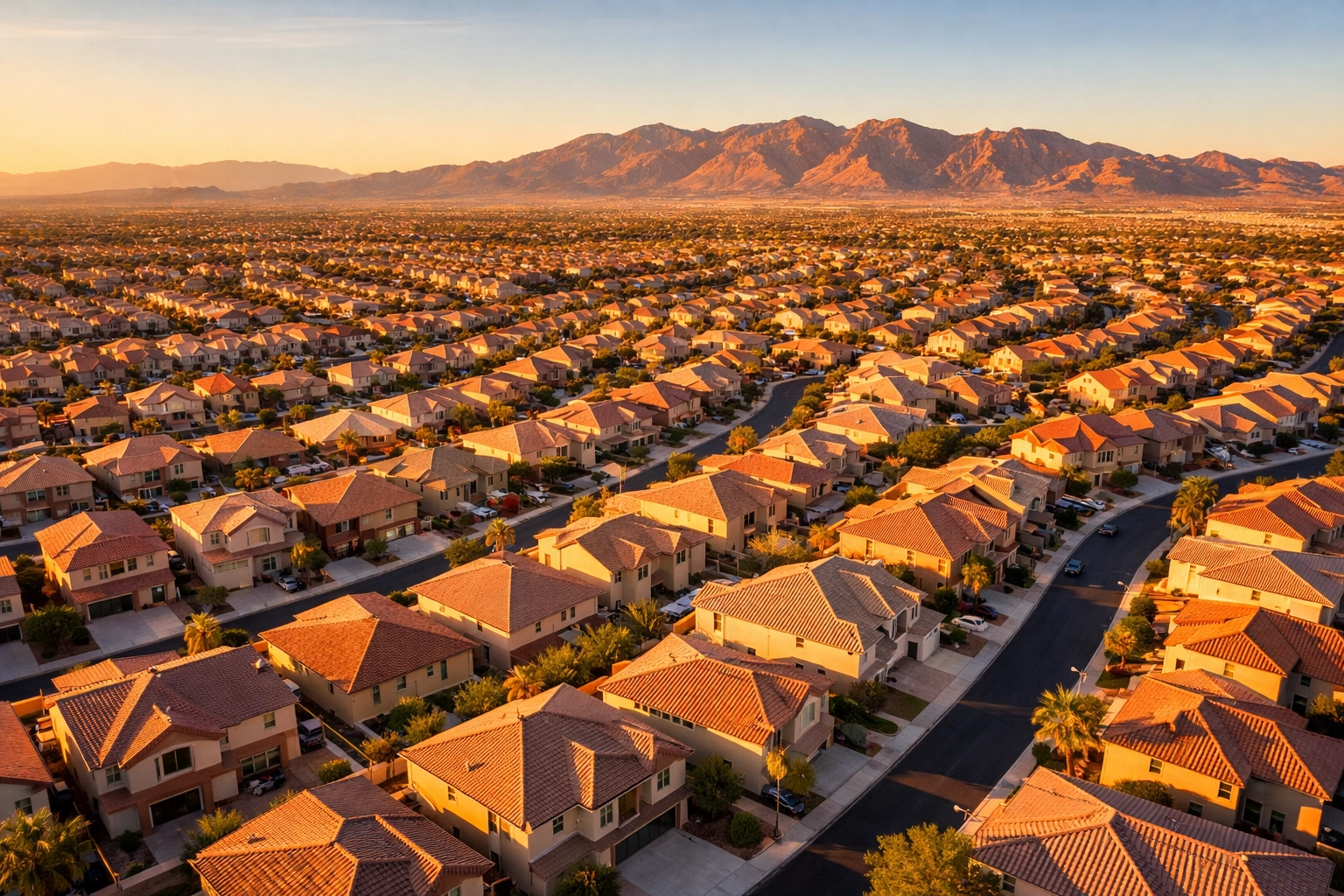 Aerial view of Las Vegas suburban neighborhoods showing high housing inventory in 2026
