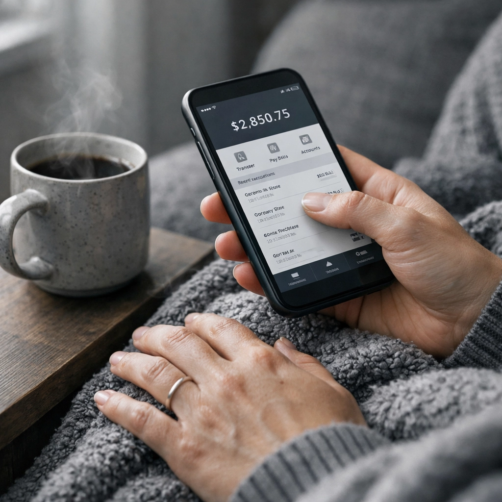 A person applying for a cash loan online in Canada using a mobile phone at home.