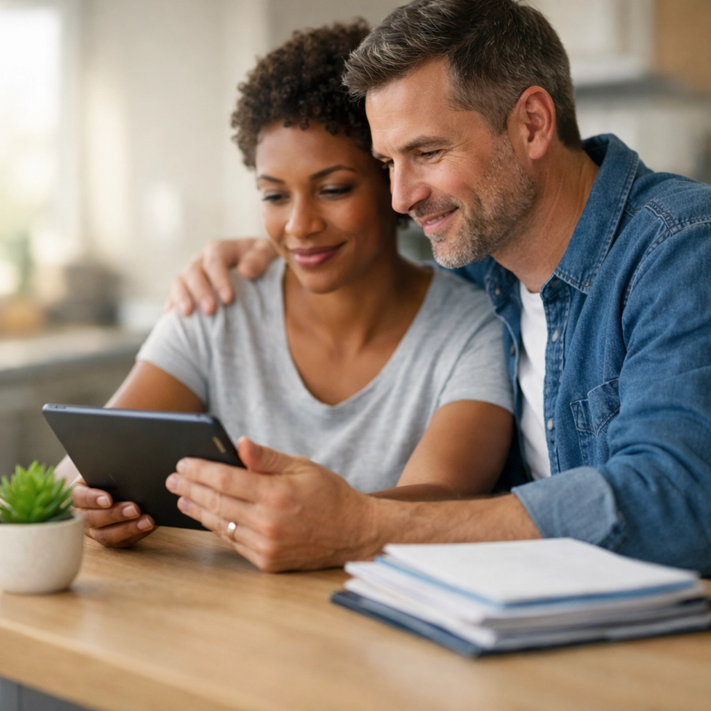 Happy couple using bad credit loans in Canada to rebuild their credit score and financial health.