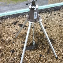 Pullout testing equipment on commercial roof