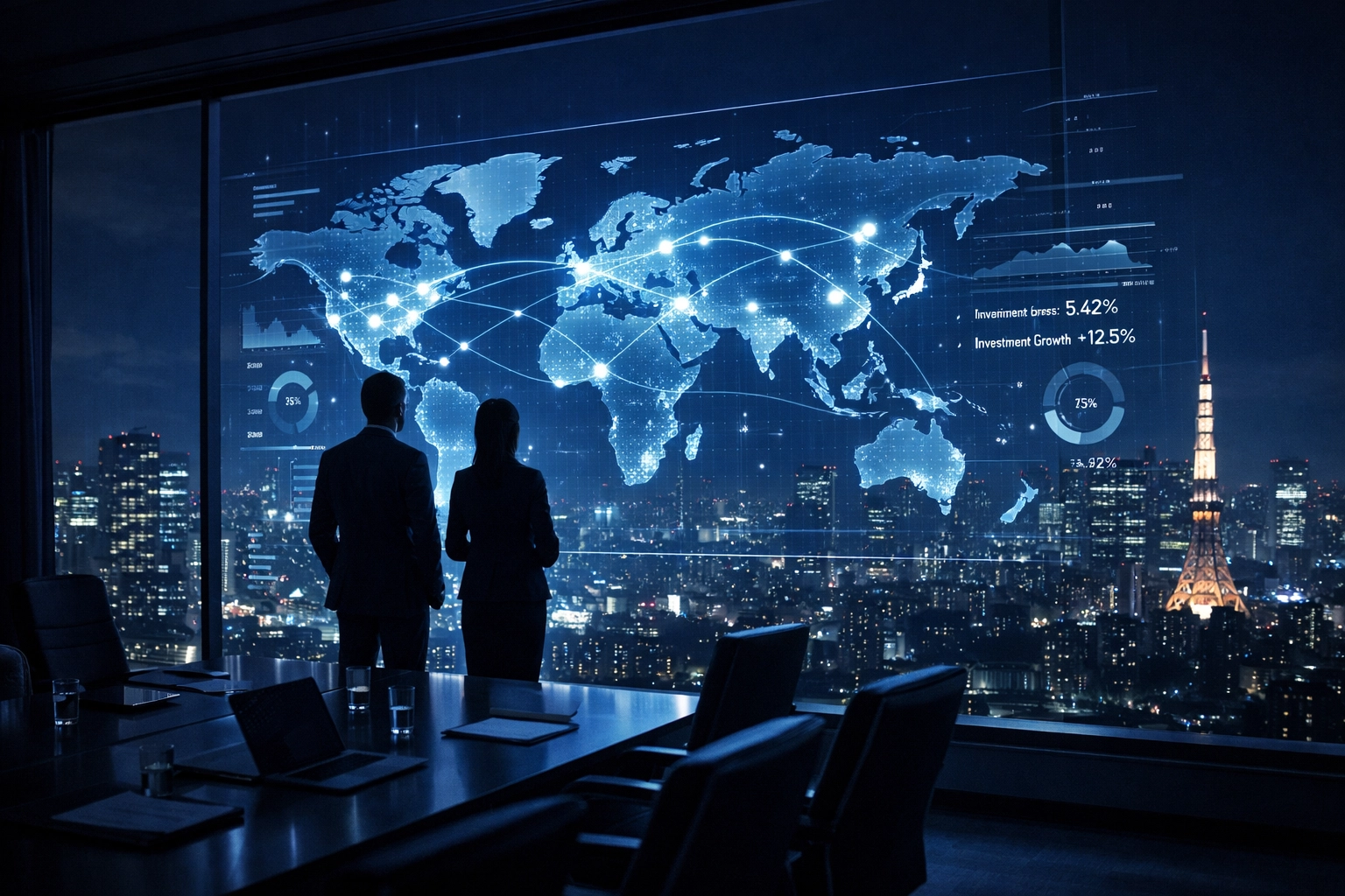 Financial professionals collaborating on a sophisticated investment strategy for high-net-worth clients.