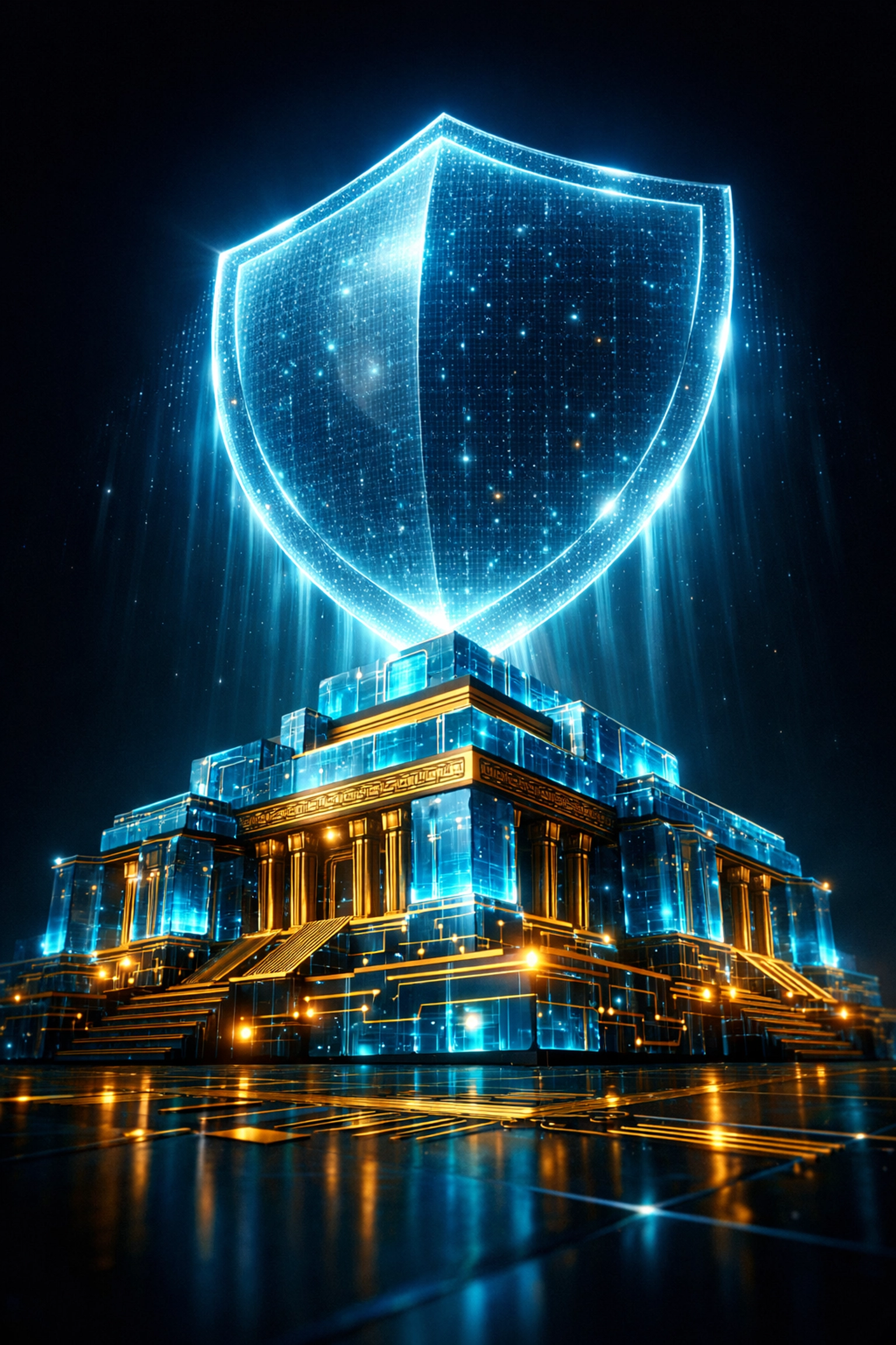 Secure foundation and protective shield symbolizing Larecoin's MSB status and compliant Web3 payment gateway.