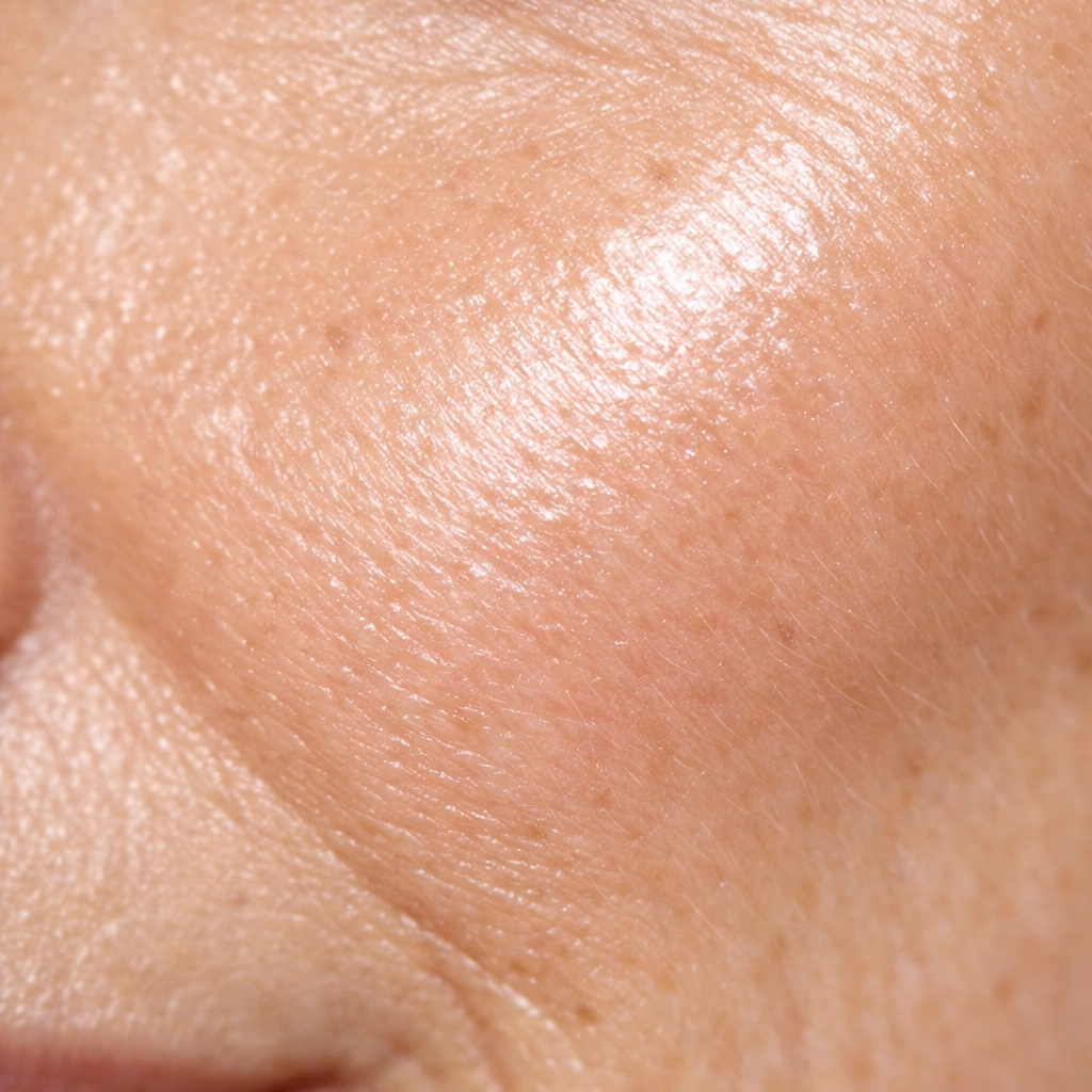 Hydrated mature skin texture after professional aesthetic treatment