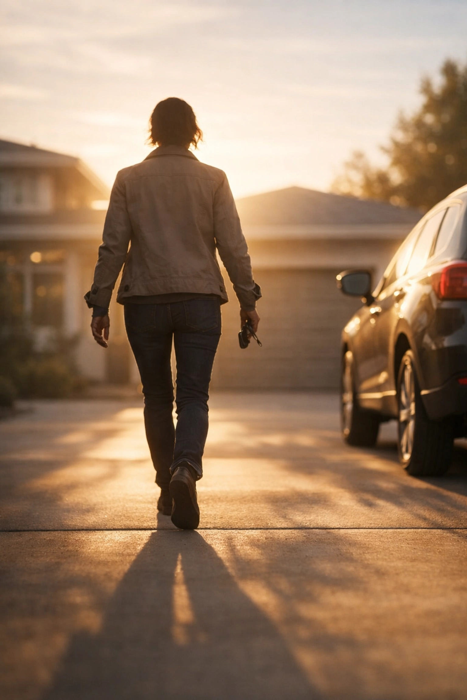 Confident individual walking to their car after securing a 2500 dollar loan for emergencies.