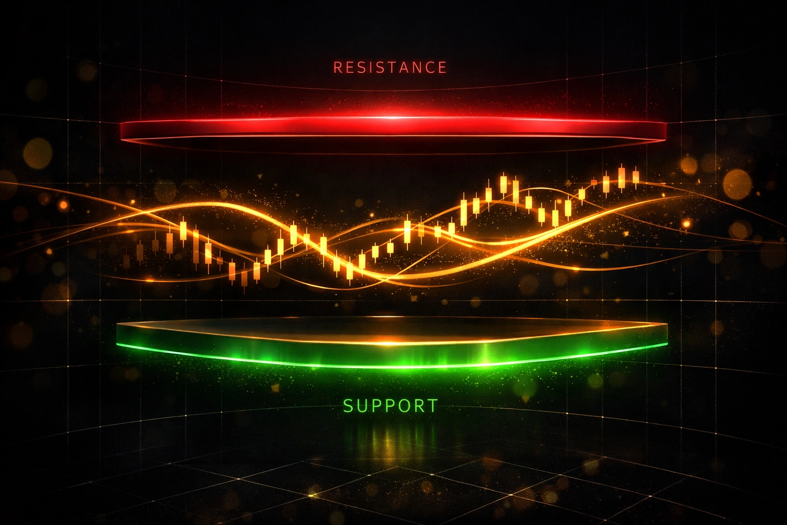 Support and resistance levels visualization showing price action zones for day trading