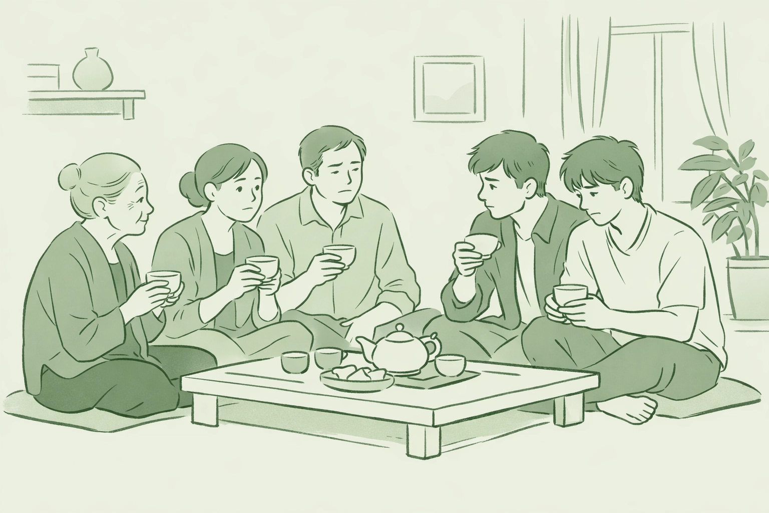 Vietnamese family tea gathering with gay couple - LGBTQ+ family acceptance story