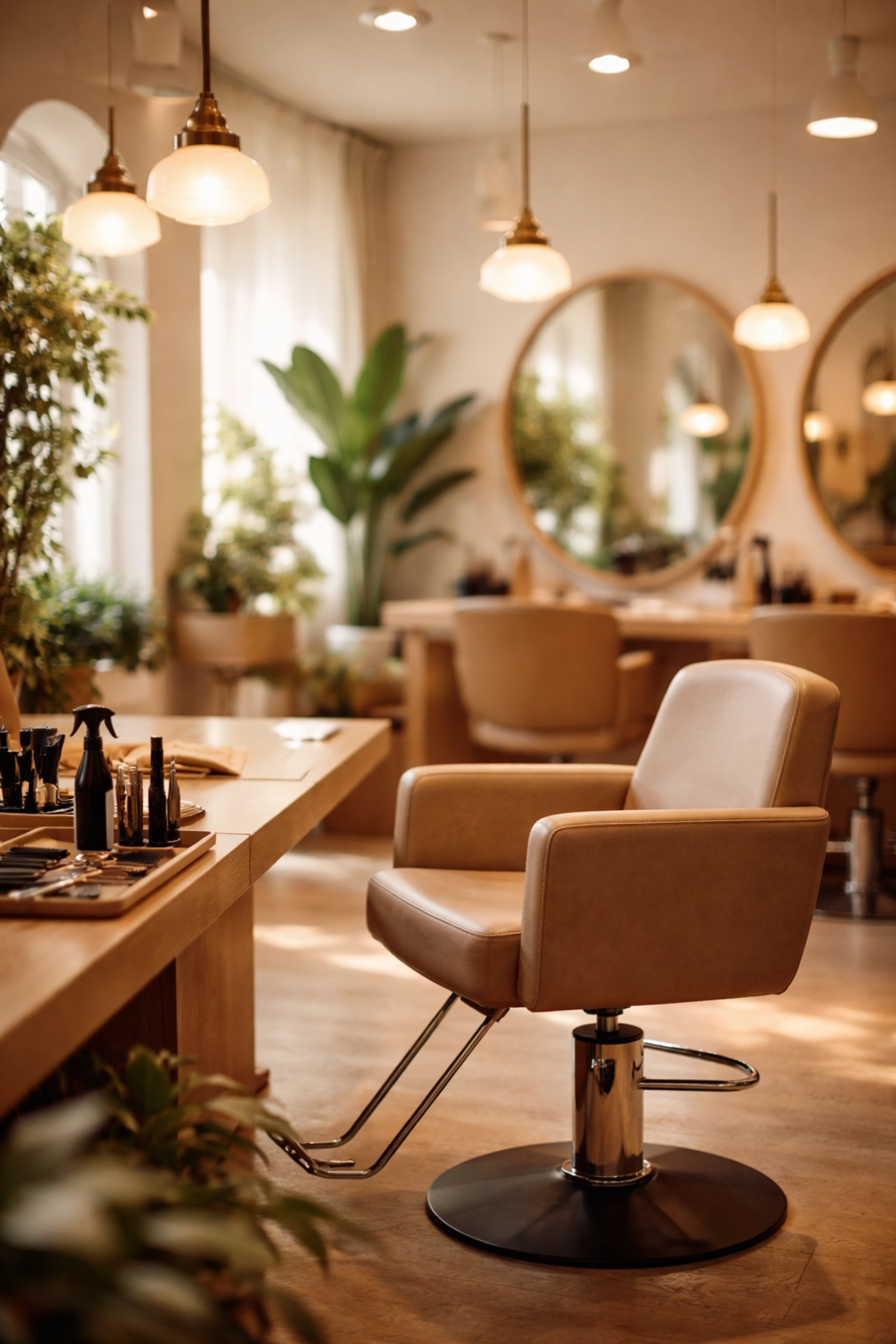 Modern salon interior with gender-neutral decor and welcoming atmosphere, ideal for trans friendly services.