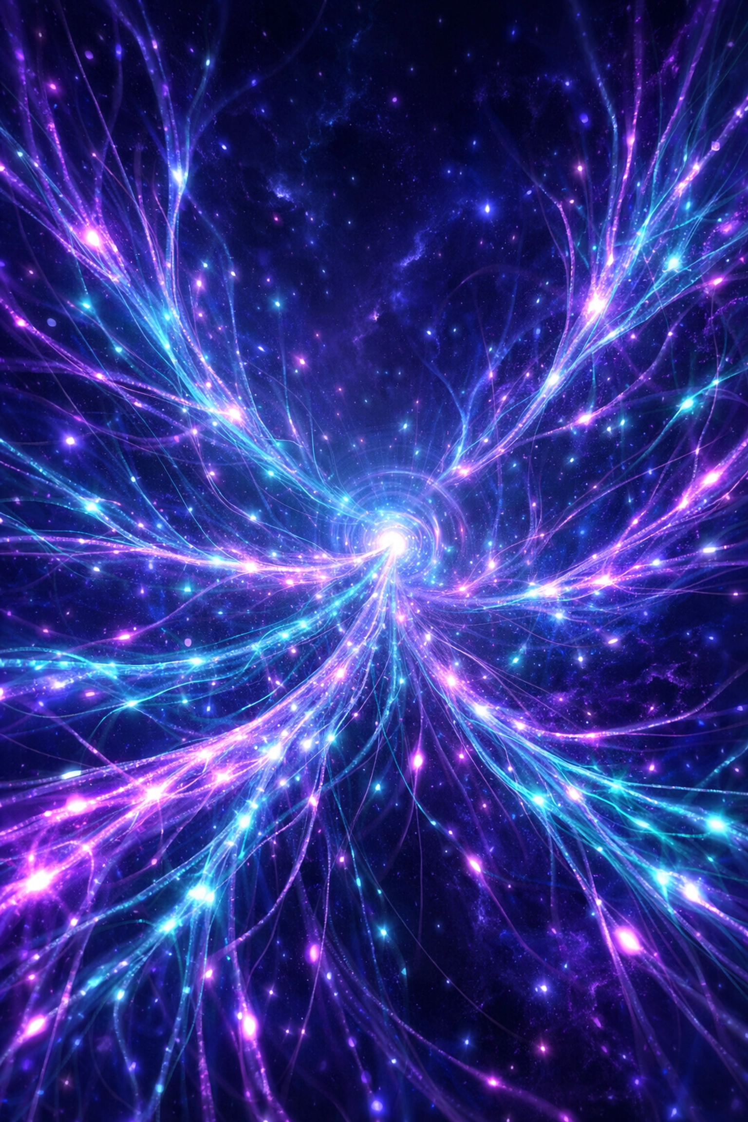 Visionary representation of the Vagus nerve and nervous system health as a glowing bioluminescent forest.