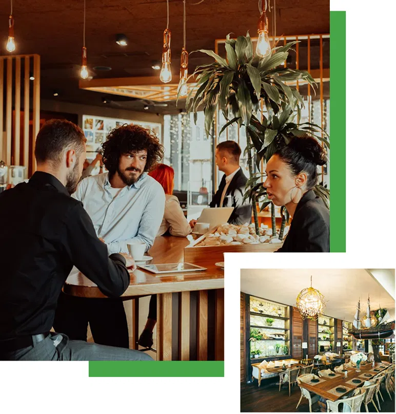 Professional restaurant consultants reviewing growth plans