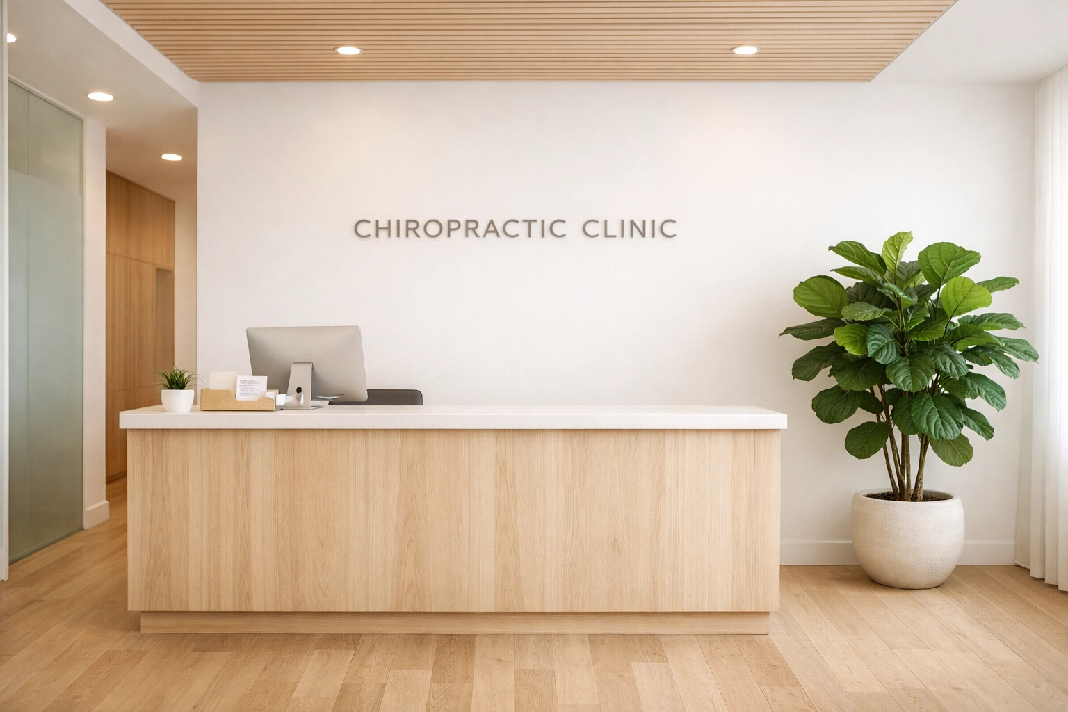 Clean and modern chiropractic clinic reception area symbolizing practice growth and expansion.