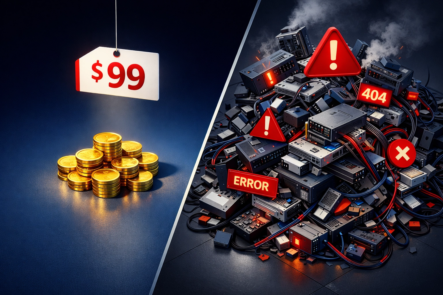 Low-cost ServiceNow implementation partner comparison showing hidden technical debt and ROI impact