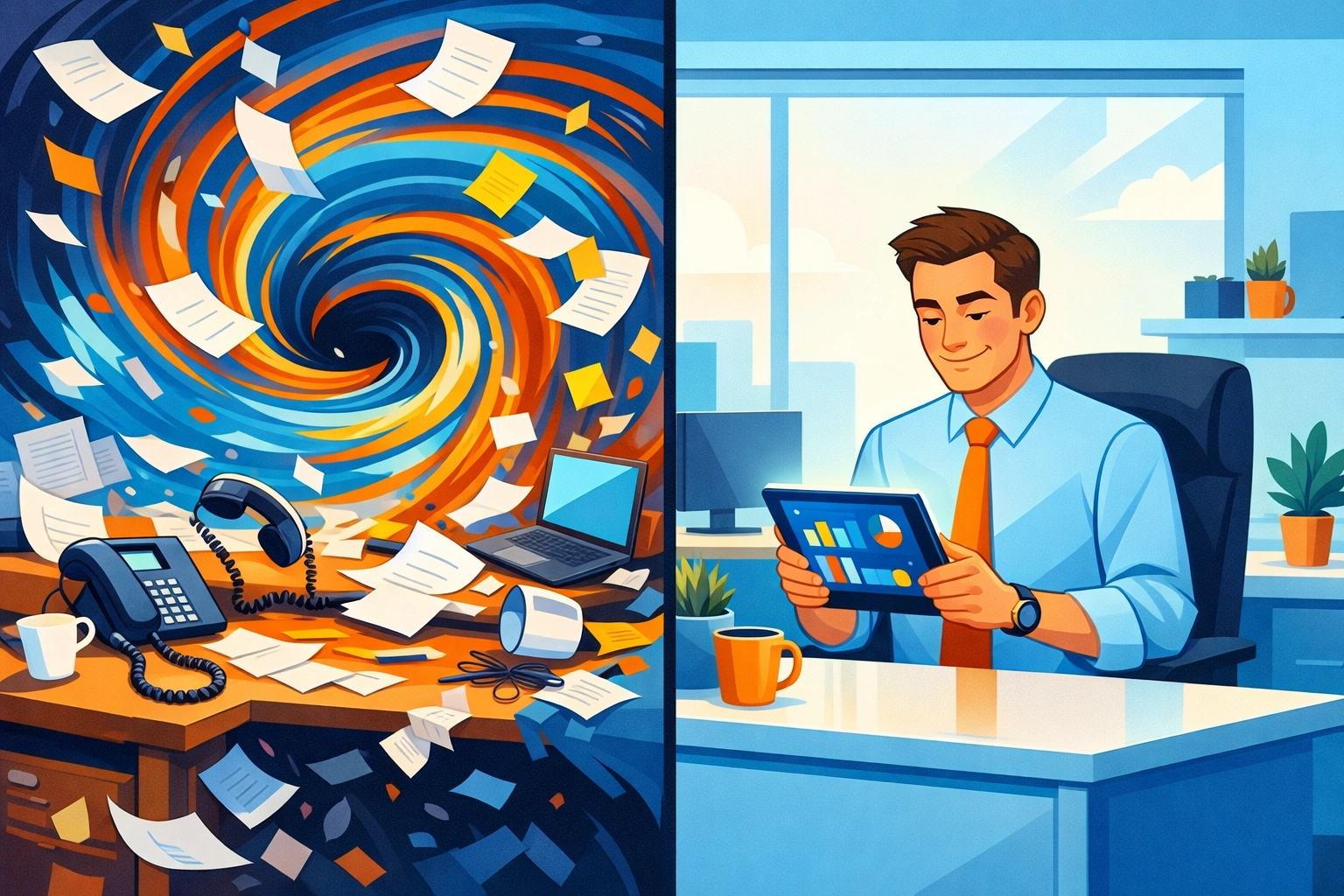 Comparing chaotic lead management with organized enquiry tracking for business visibility.