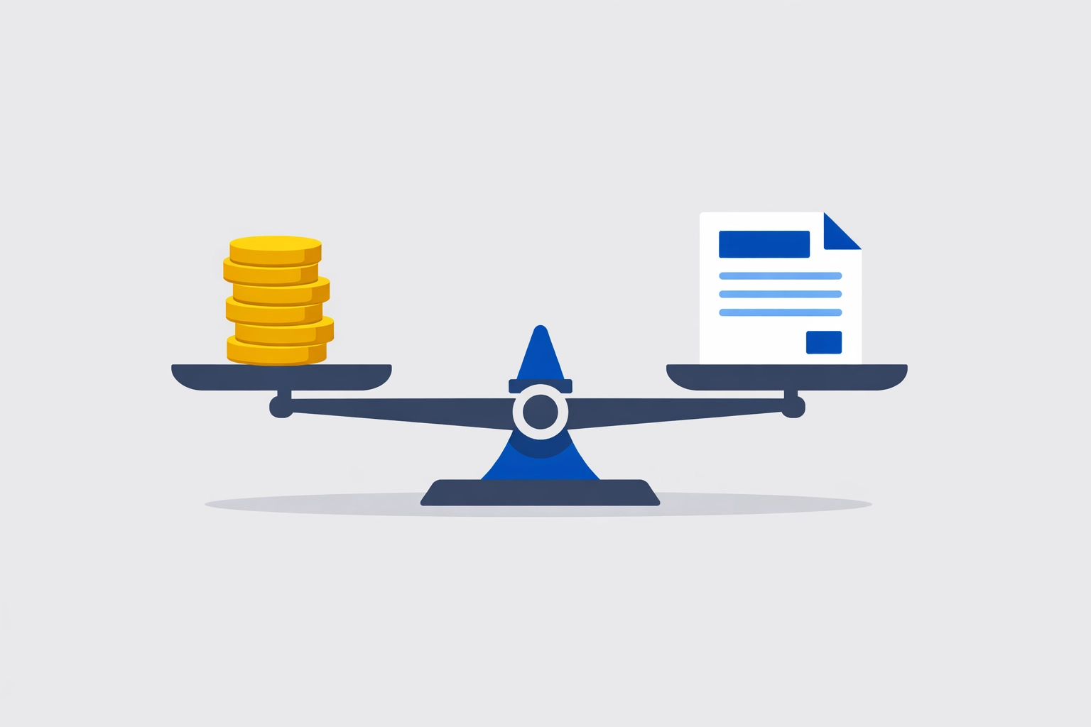 Balanced scale with coins and documents representing correct federal tax withholding for 2026.