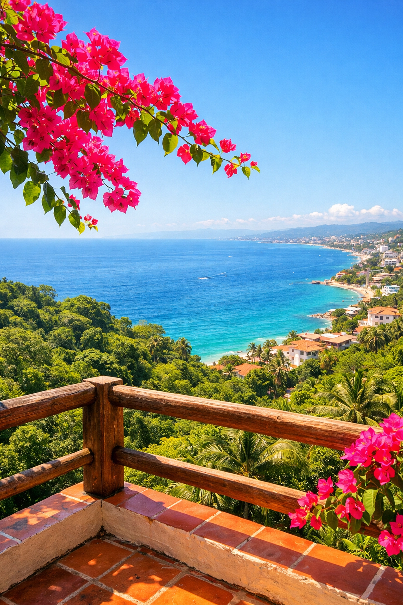Scenic balcony view of Banderas Bay from a vacation rental in the Amapas neighborhood of Puerto Vallarta.