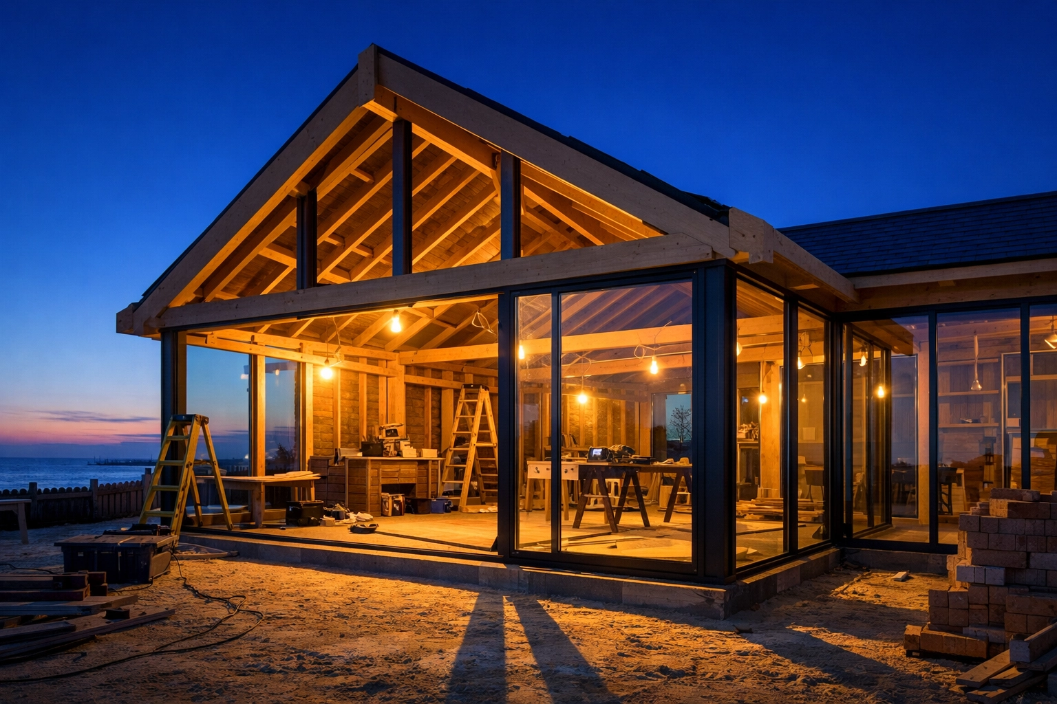Modern house extension in Bognor Regis showing high-quality construction and professional framing.