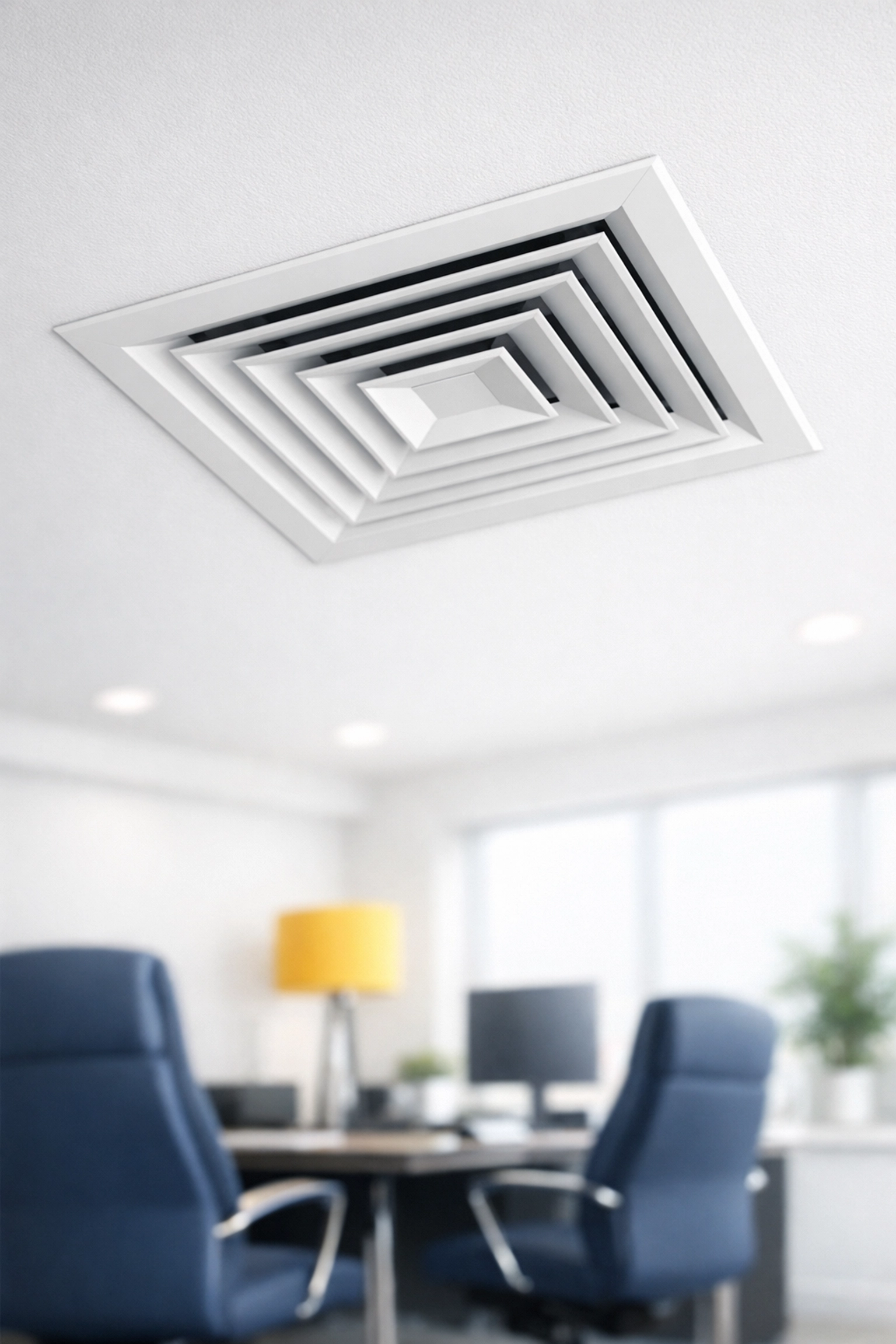 Clean ceiling air vent in a Westborough office following professional post-construction cleaning.