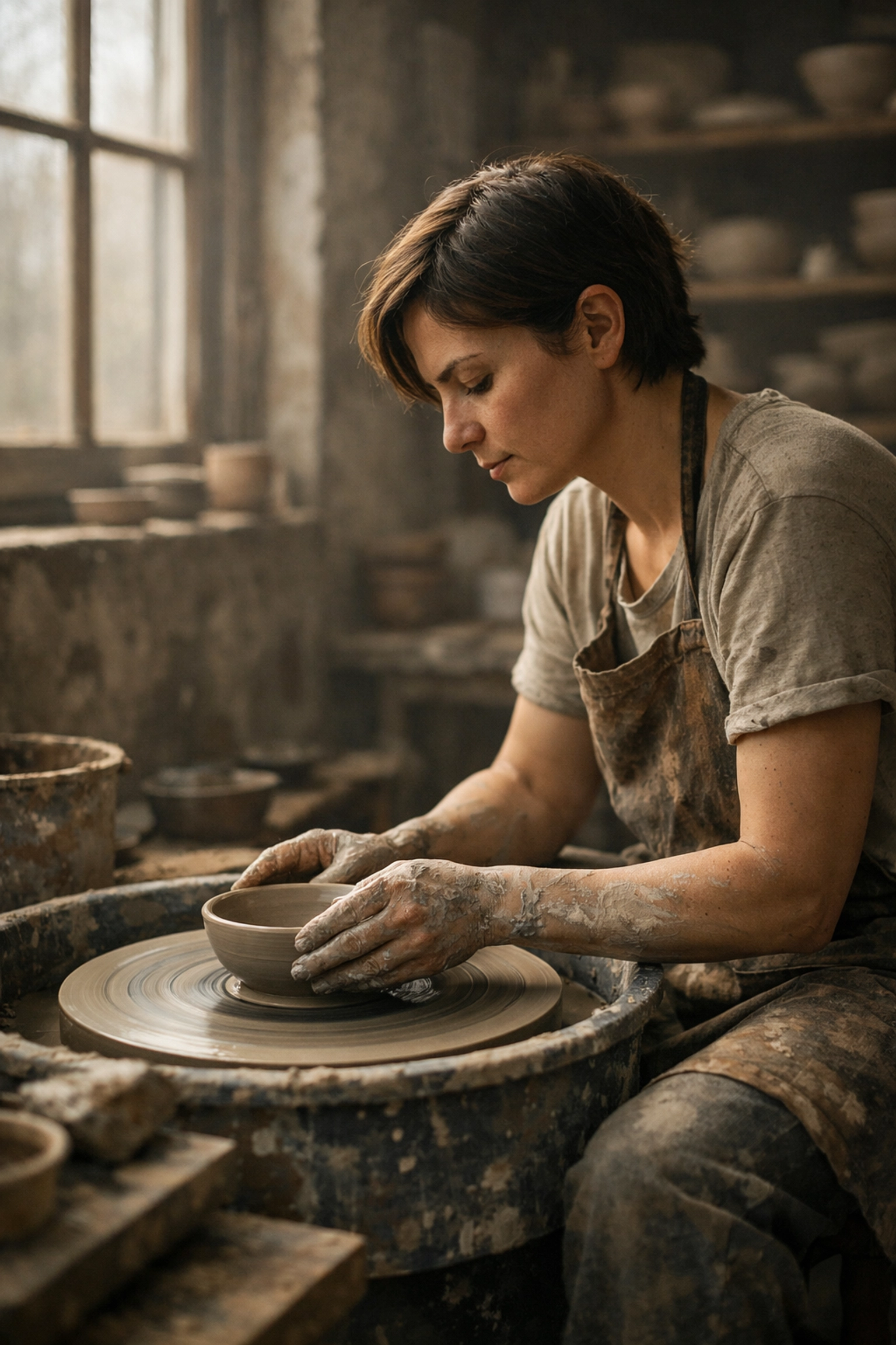 LGBTQ+ person finding peace through creative pottery making activity