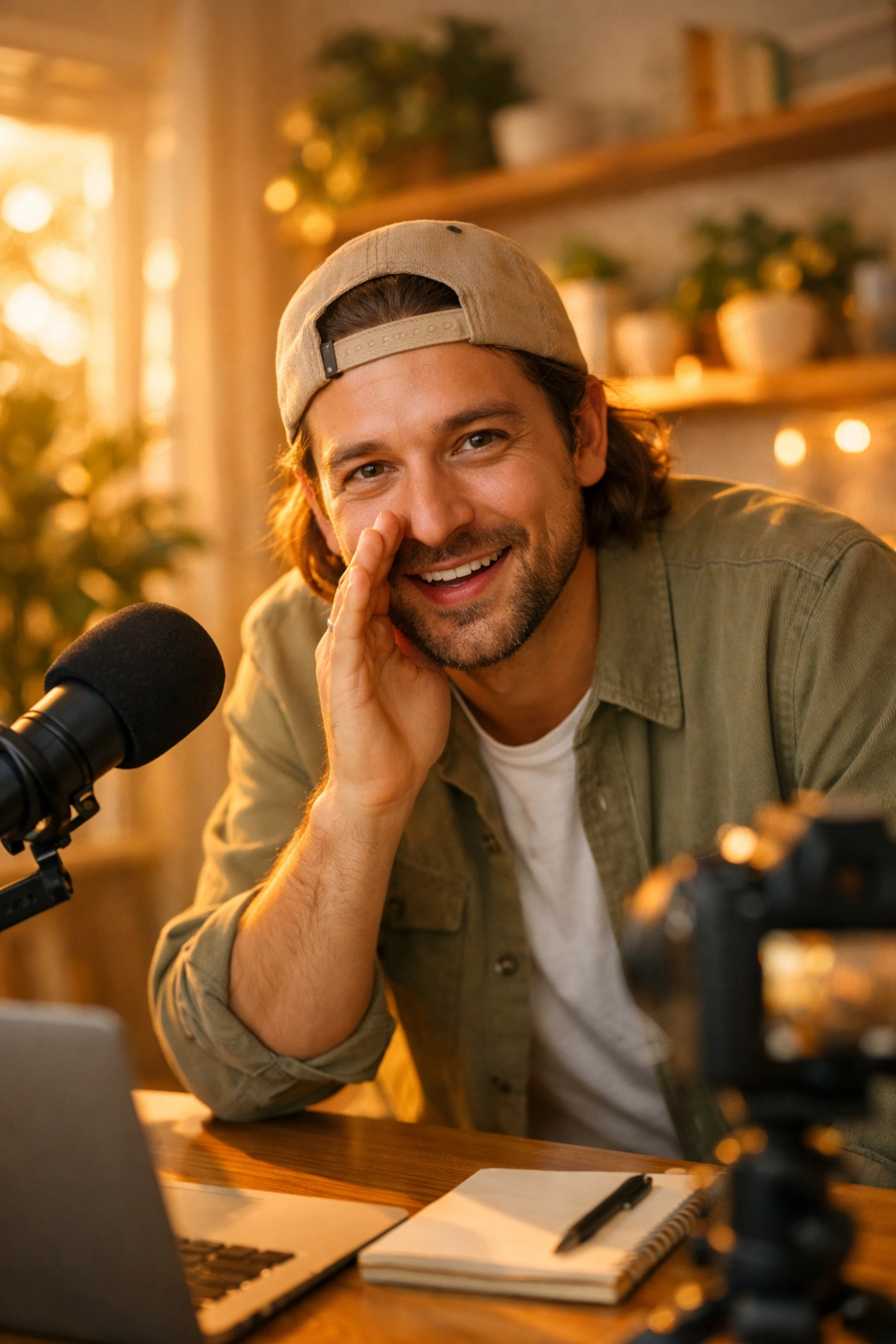 Friendly creator in a warm office, highlighting the transparency used to monetize your blog ethically.