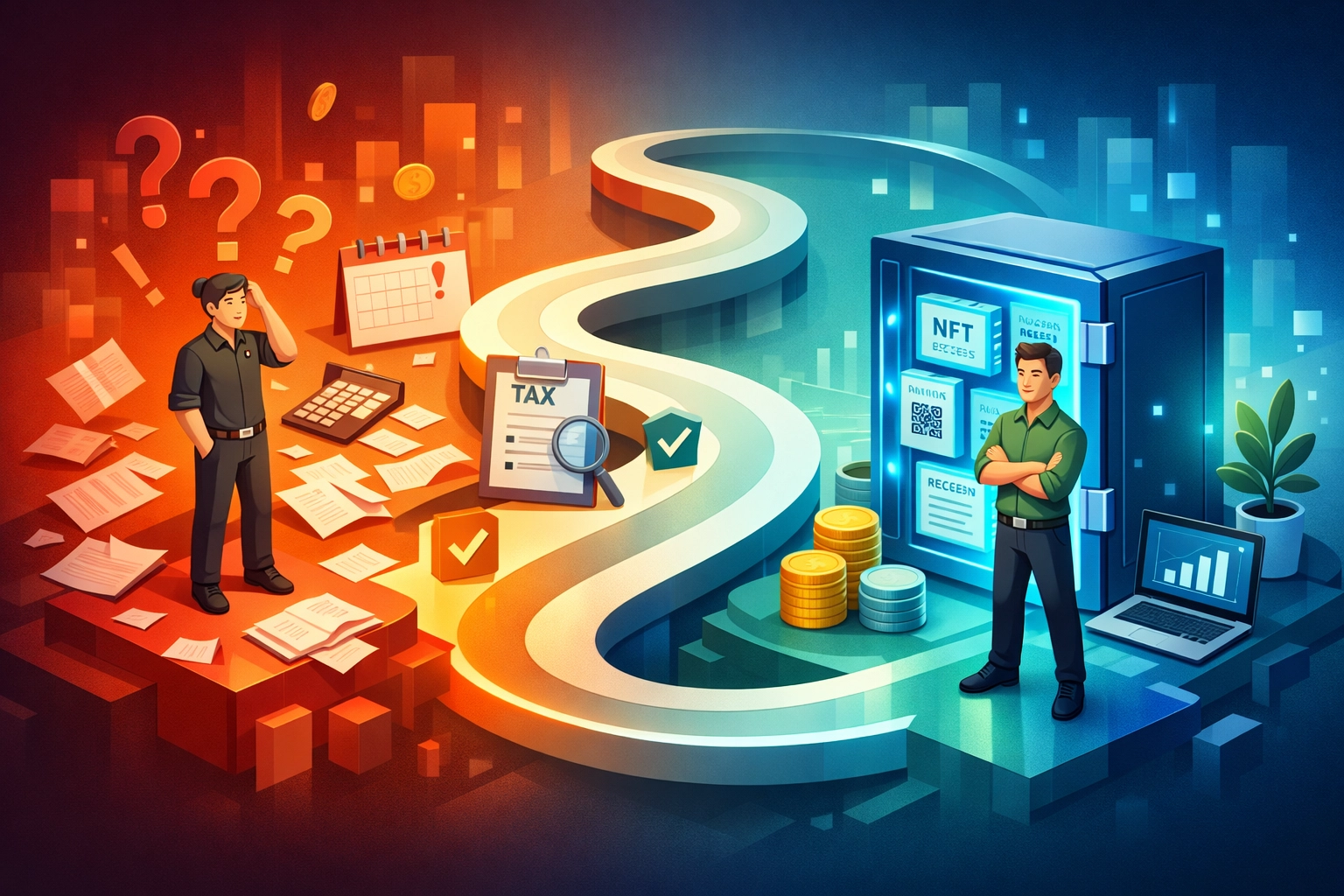 Merchant journey from tax confusion to organized NFT receipt management system