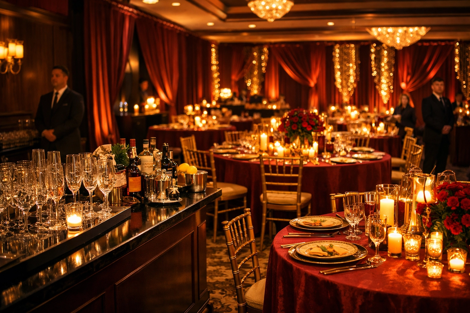 Upscale gala venue with professional bar staffing and service