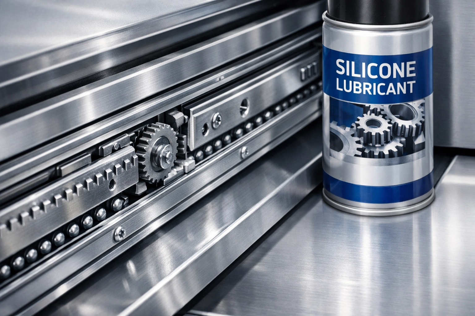 Clean mechanical tracks and gears of a trash compactor drawer with silicone lubricant.