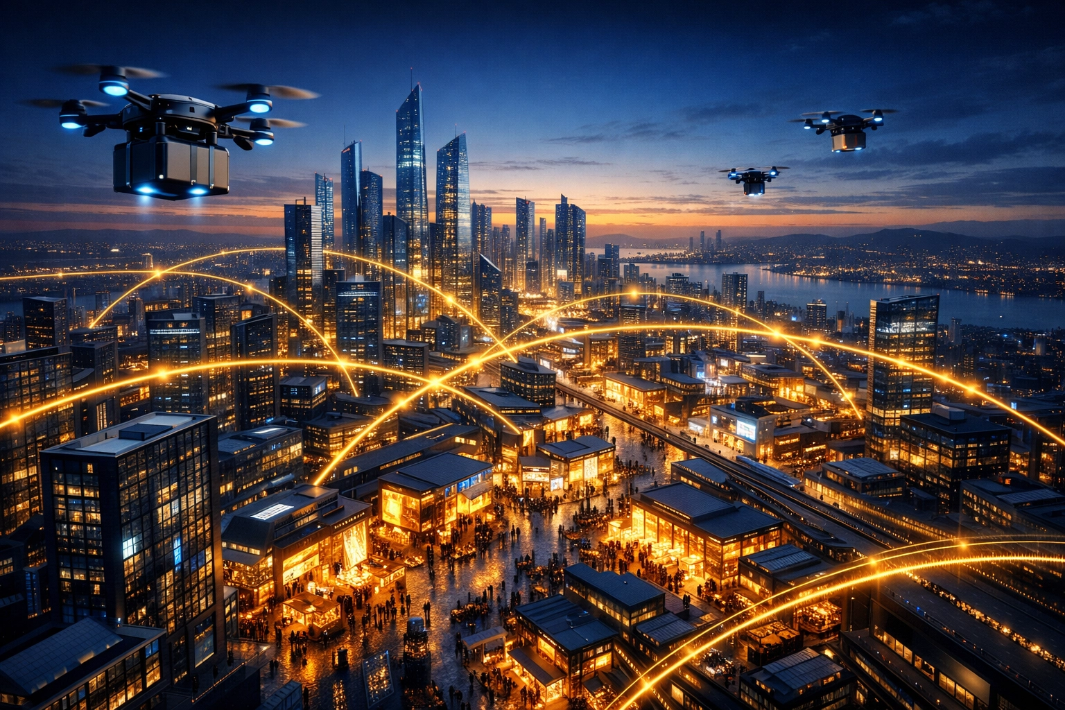 Futuristic city illustrating the global Larecoin decentralized Web3 payments and retail ecosystem.