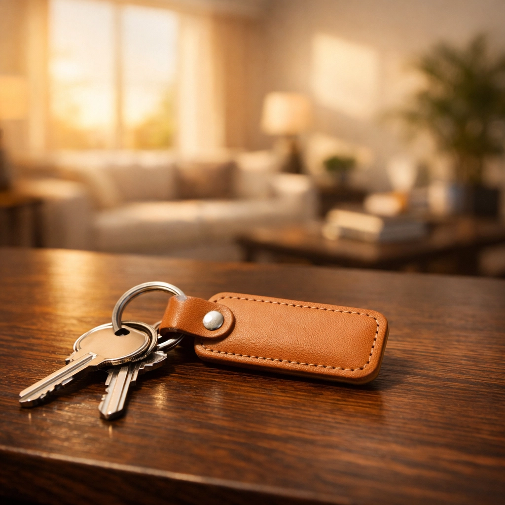 House keys on a desk symbolizing property ownership and buy to let mortgage security.