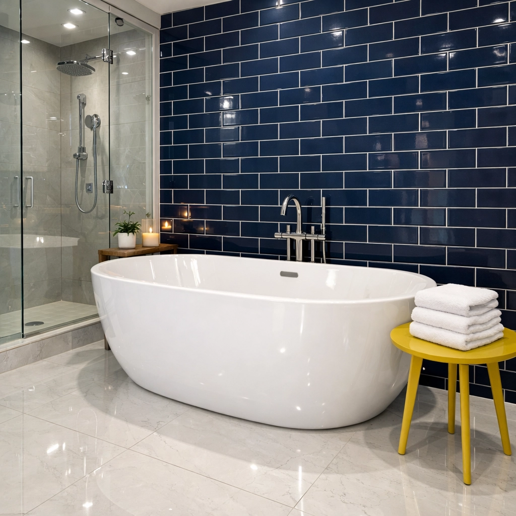 A sparkling, spa-like master bathroom reflecting a professional luxury house cleaning Groton service.