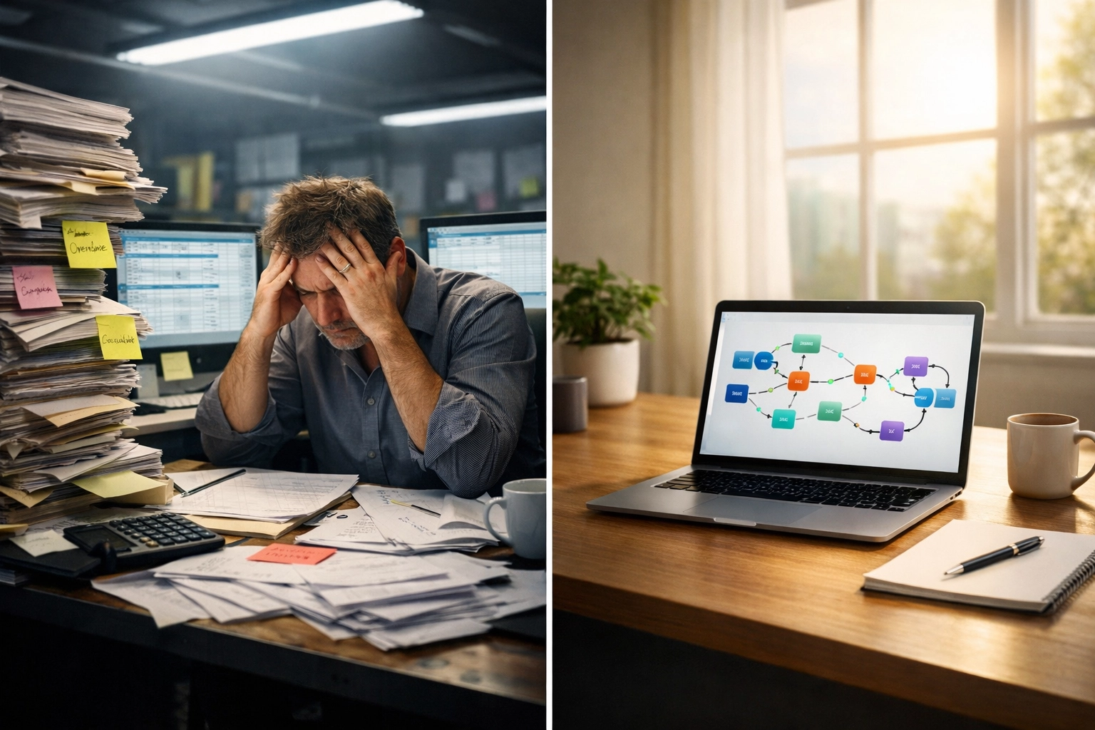 Manual business processes versus automated workflow systems comparison for small business efficiency