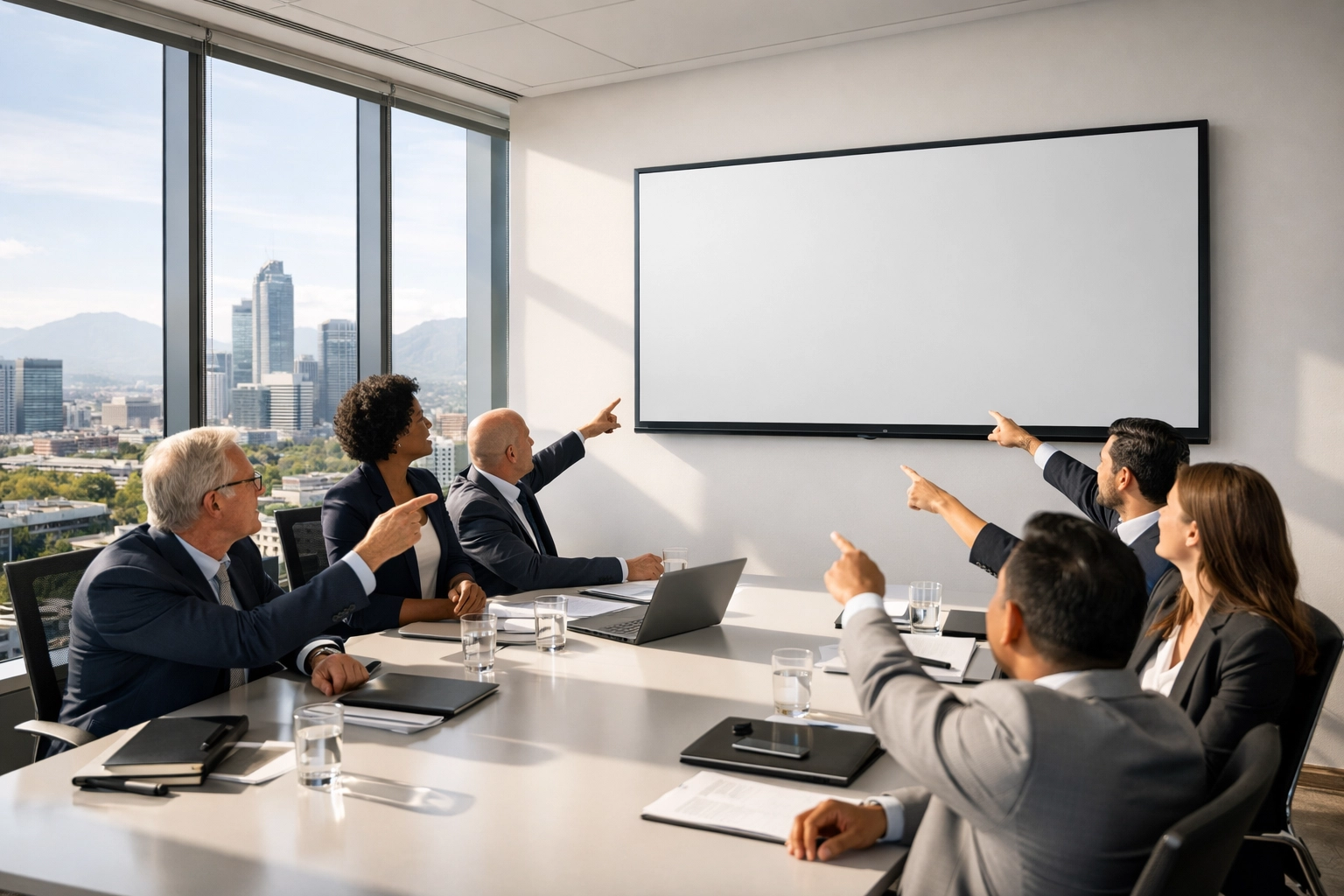 Dakdan Worldwide executives in a strategic boardroom session planning global media and sponsorship solutions.