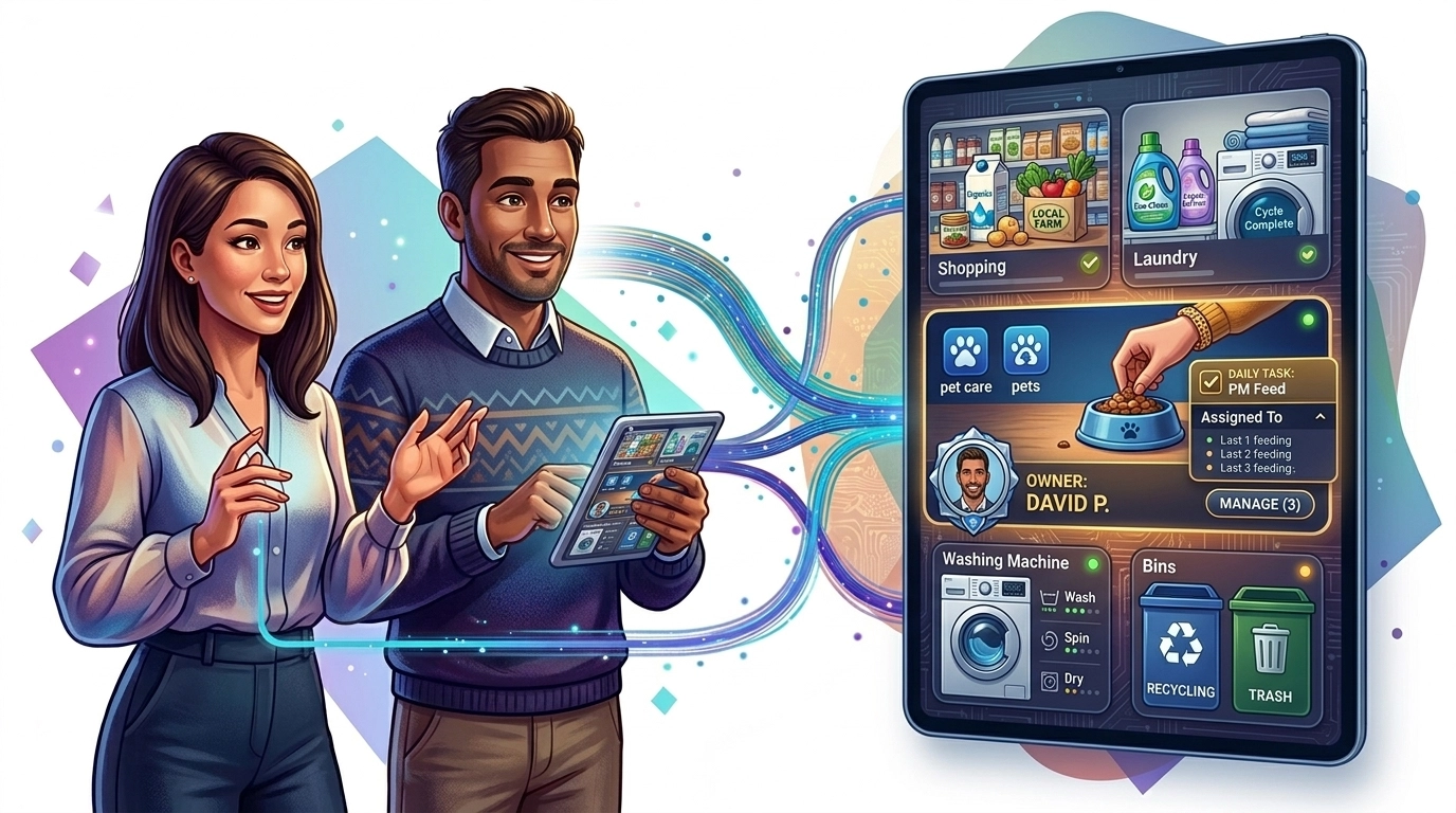 Visible Ownership: A vibrant, high-fidelity, dynamic illustration showing a task assigned to a specific person