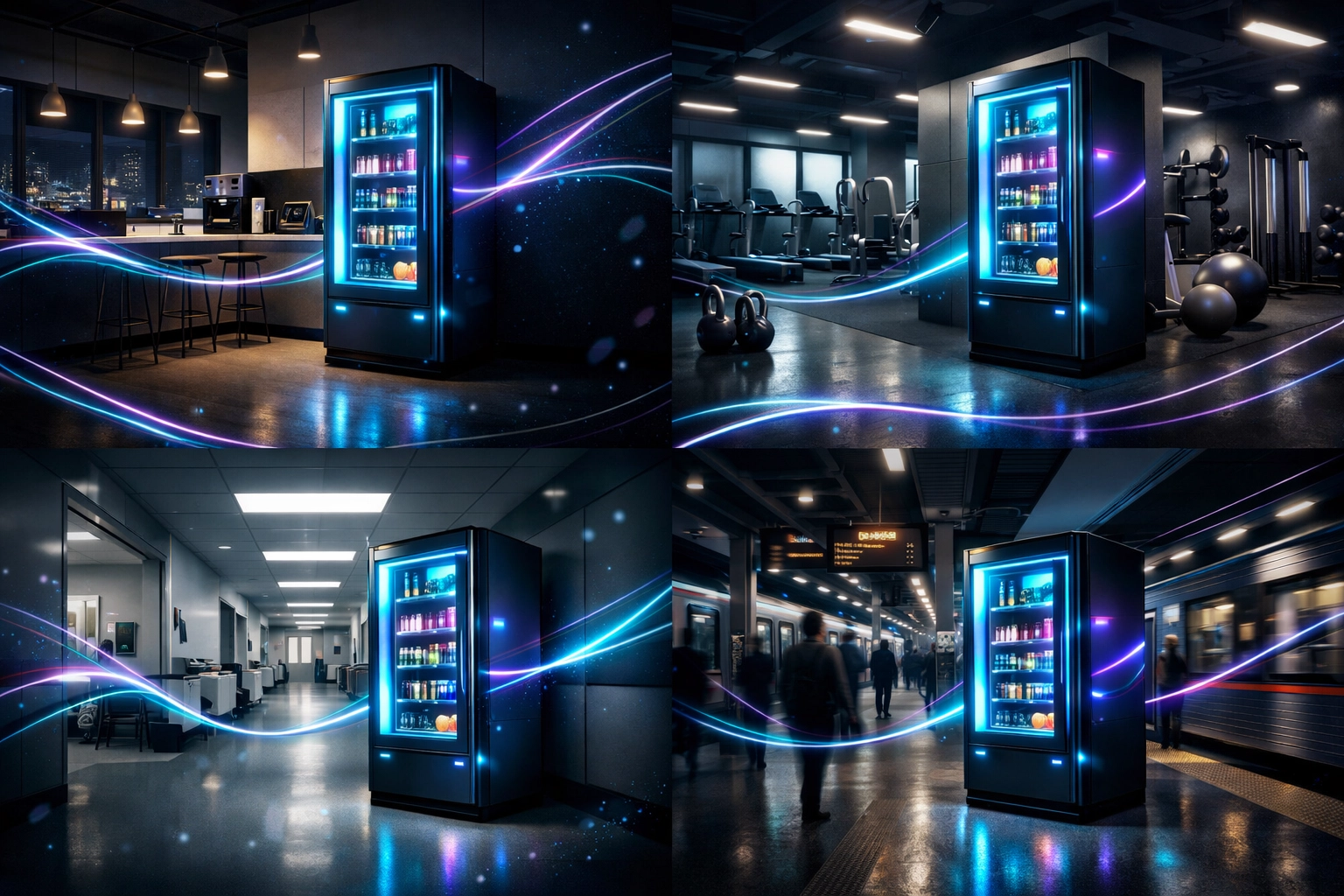 Smart fridges installed in offices, gyms, hospitals, and transit hubs
