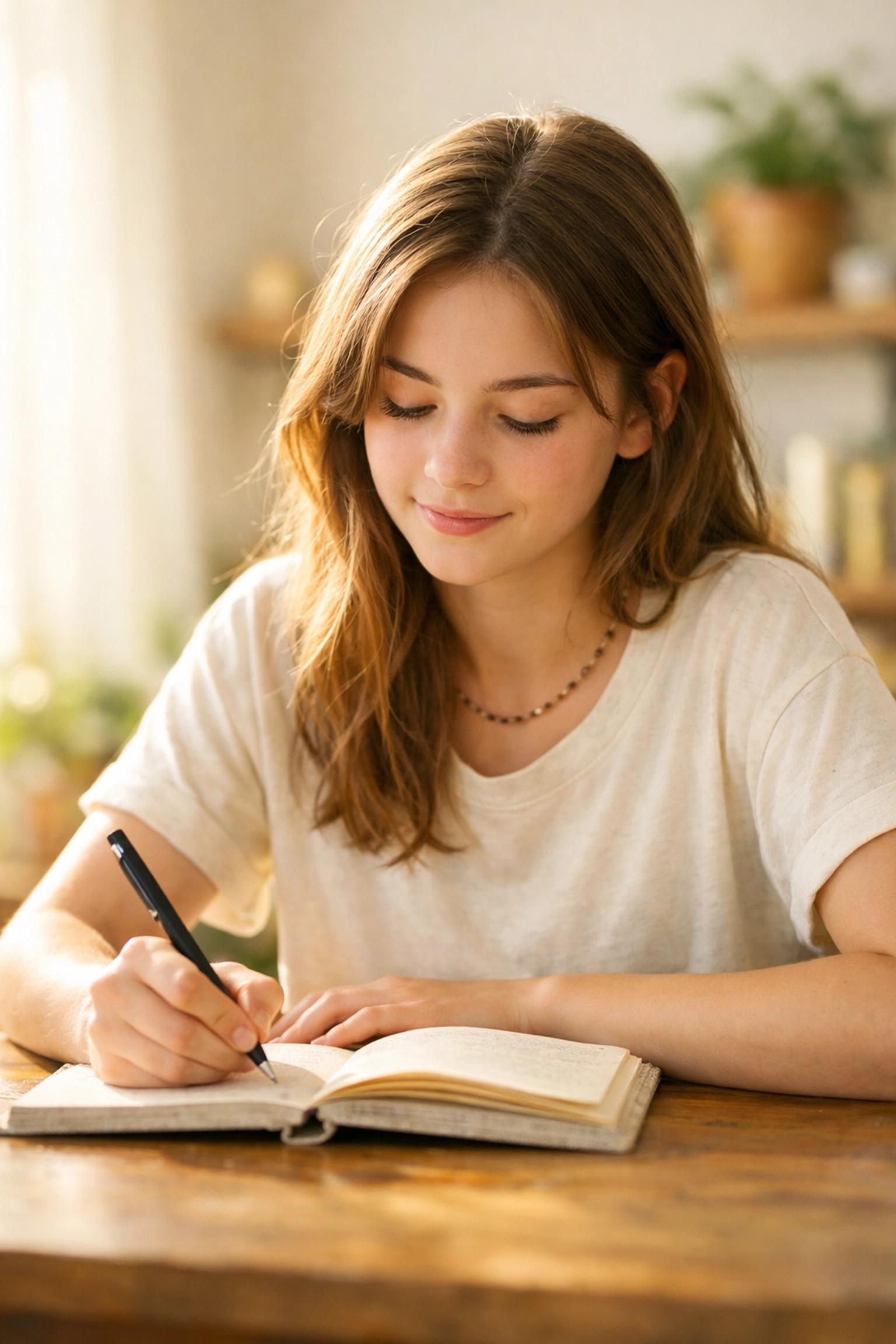 Teen girl journaling as part of her trauma informed residential care and personal growth.