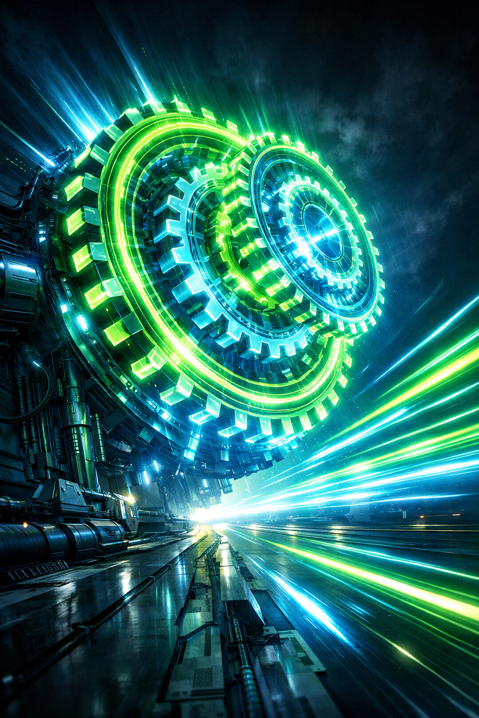 Futuristic engine representing the instant ROI and momentum of intelligent automation solutions.