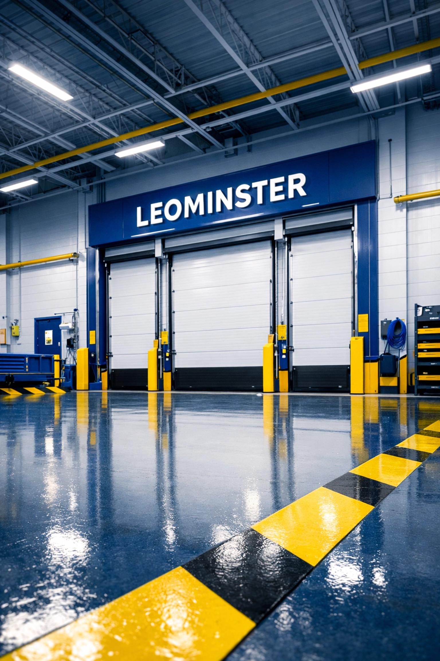 A clean and organized industrial loading dock in Leominster reflecting high-quality warehouse maintenance.