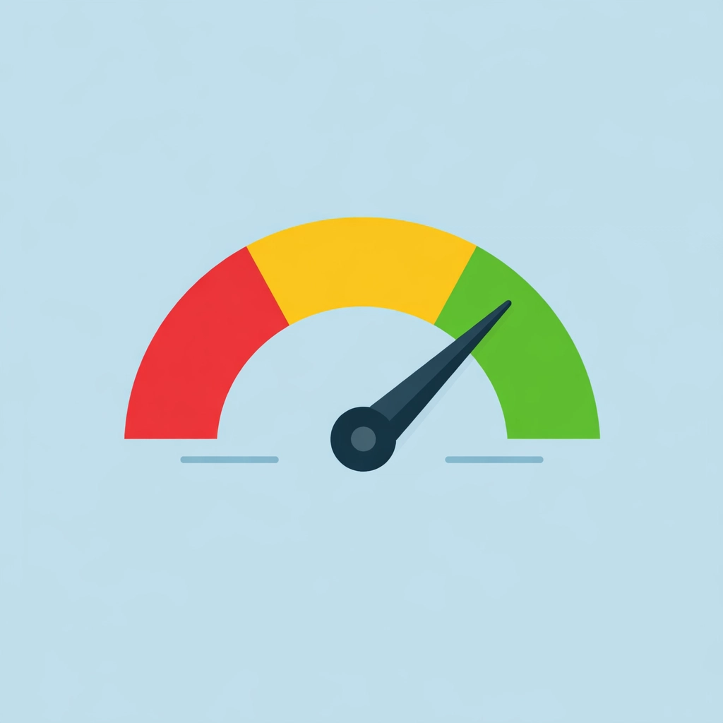 Indicador de score de crédito en verde para calificar a un crédito para comprar casa.