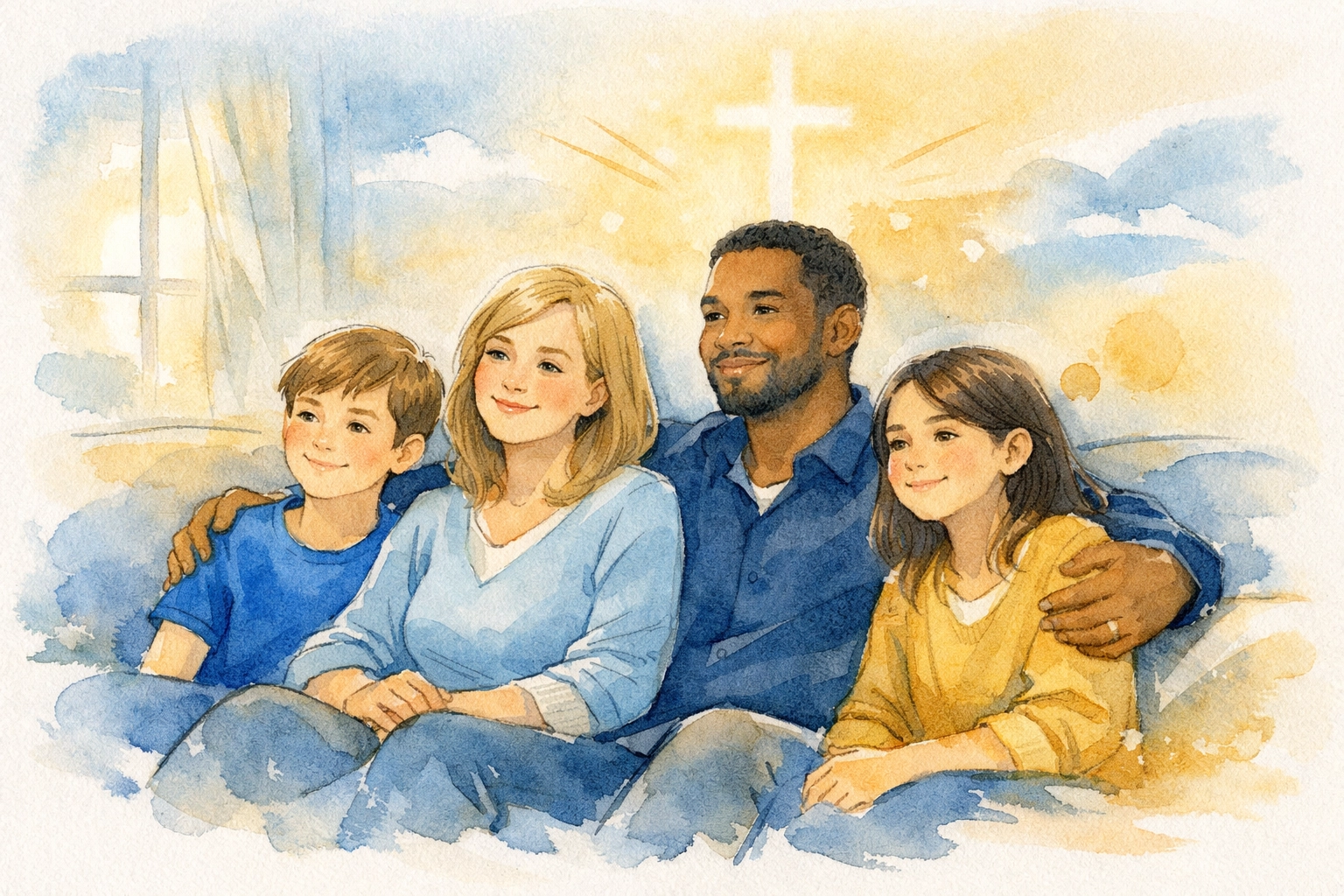 Family watching movie together safely - Christian parenting and content guidance