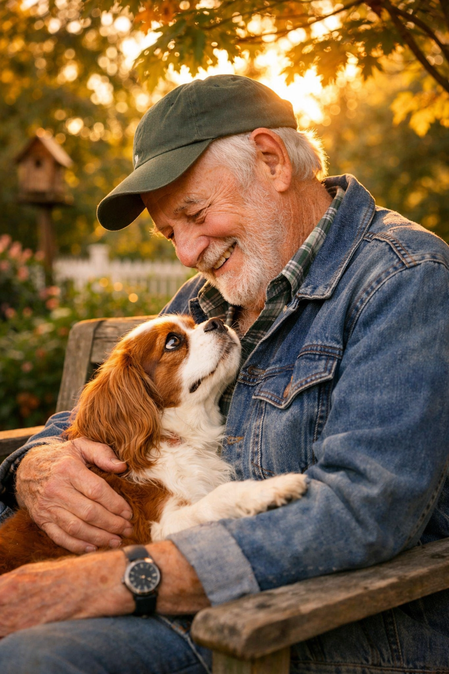 Emotional support dog Cavalier King Charles providing comfort to an elderly owner in Boring, Oregon.