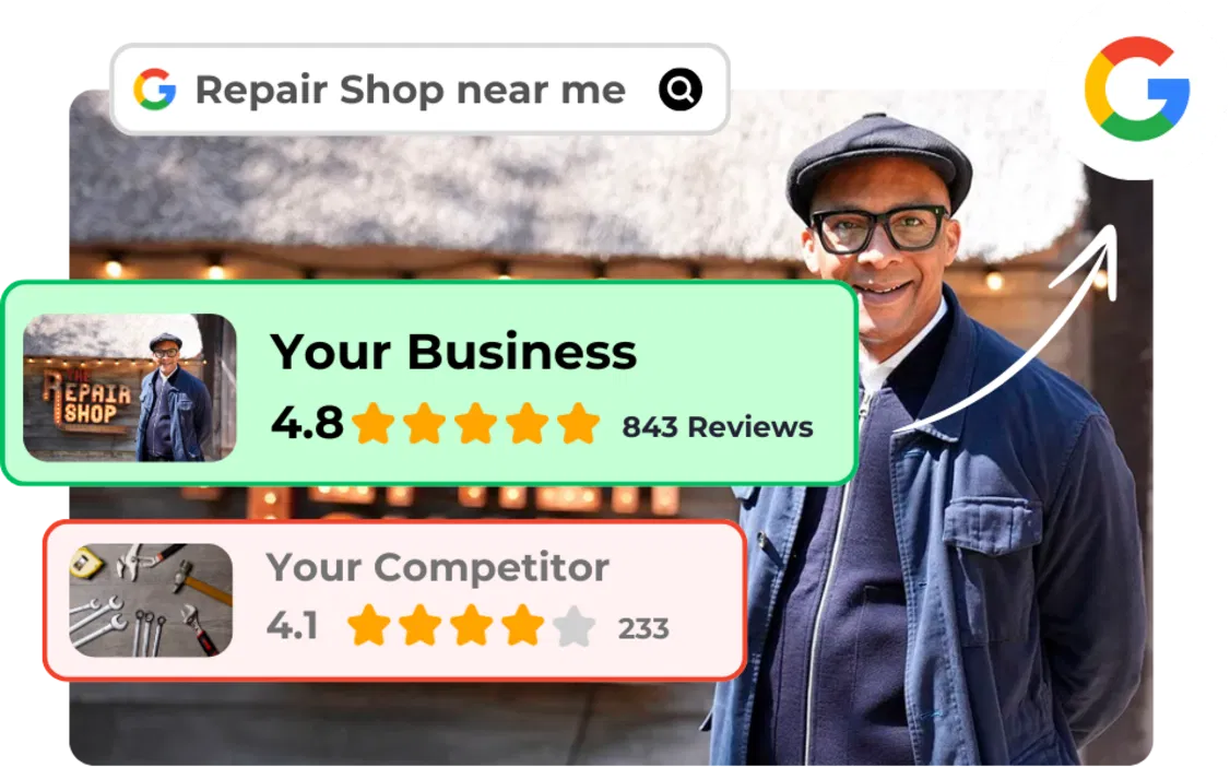 Smiling Business Owner Outside Repair Shop