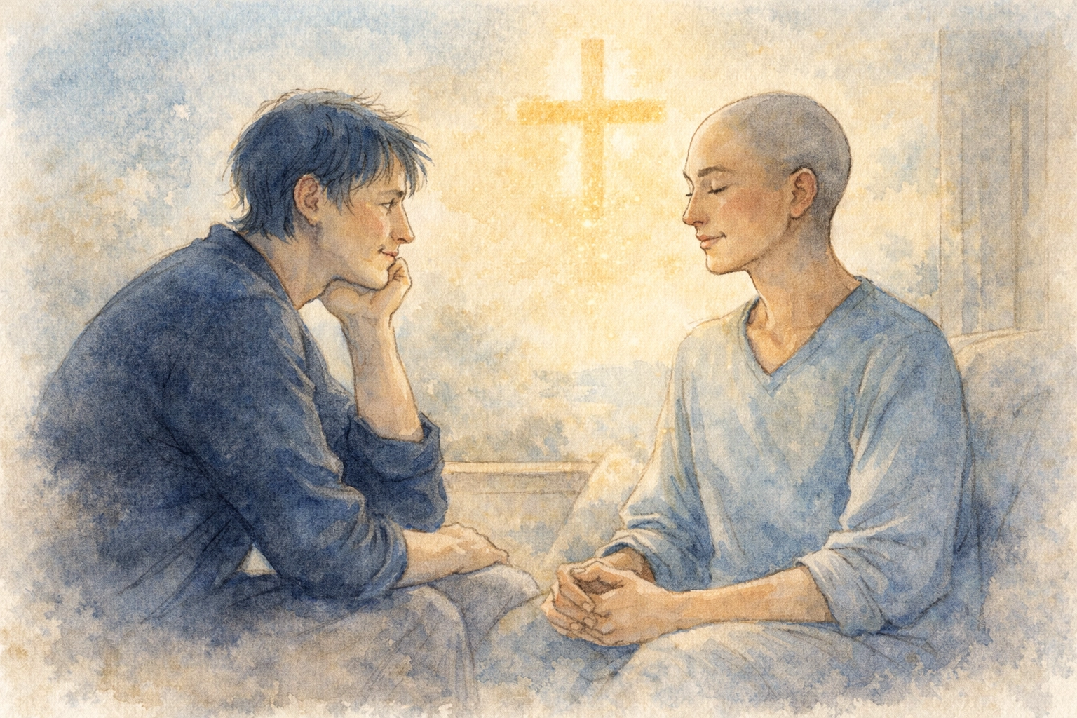 Contemplative watercolor conversation centered on warmth and Christian loving by Dr. Layne McDonald - www.laynemcdonald.com