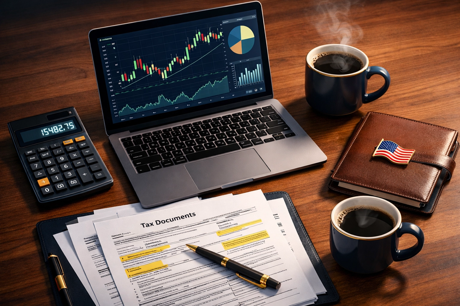 Tax planning documents and financial charts for heroes strategic financial planning in Goodyear Arizona