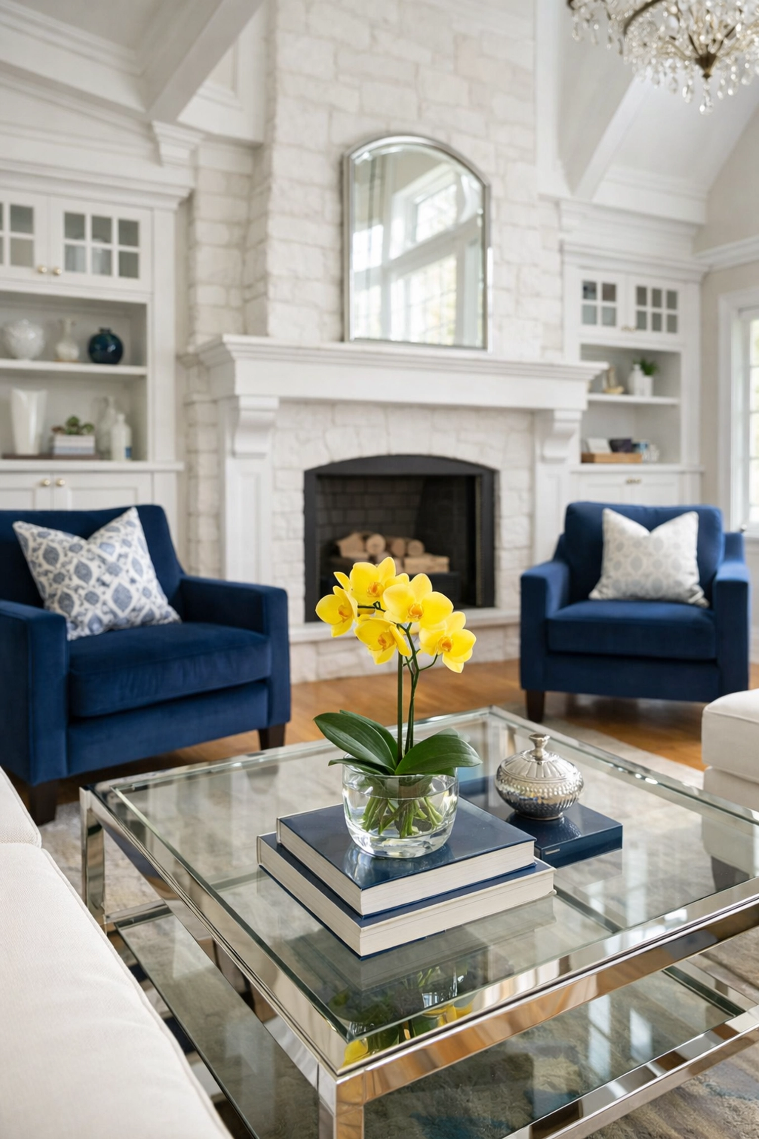 Spotless luxury living room in Wellesley showing high-end janitorial services Massachusetts quality.