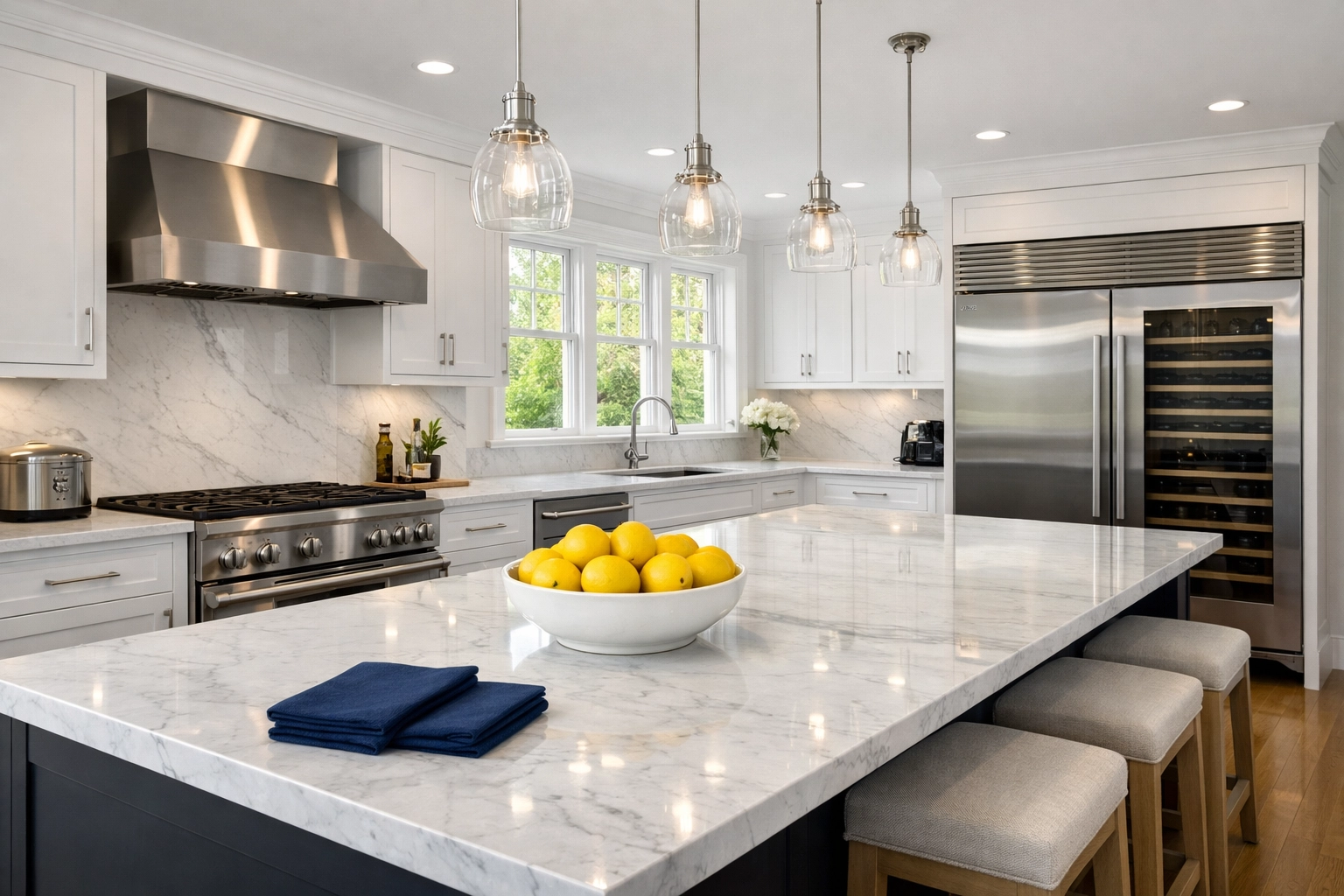 Pristine luxury kitchen in Ayer, Massachusetts, showing high-quality house cleaning Ayer MA results.