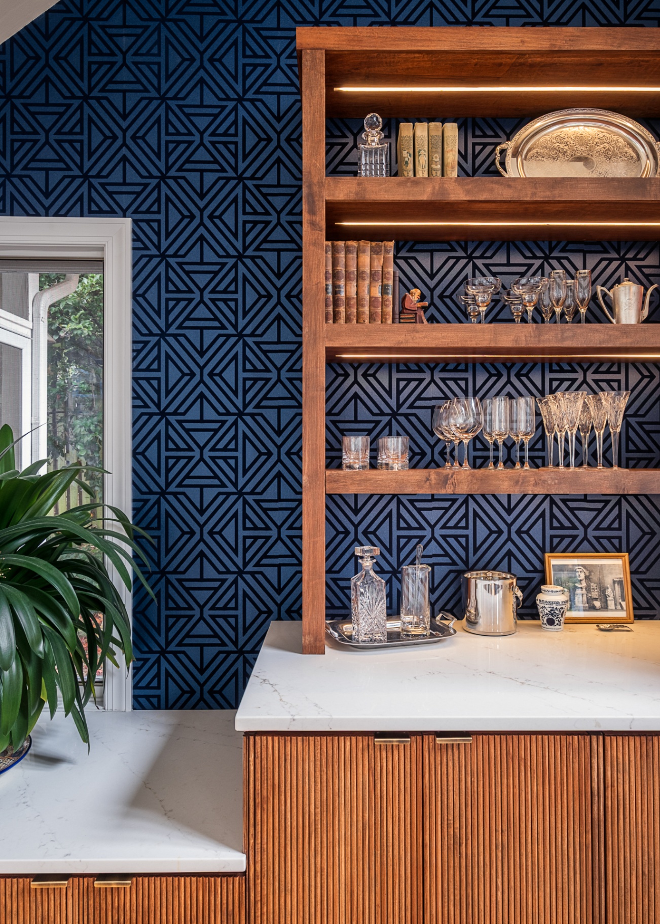 Custom-designed home bar area