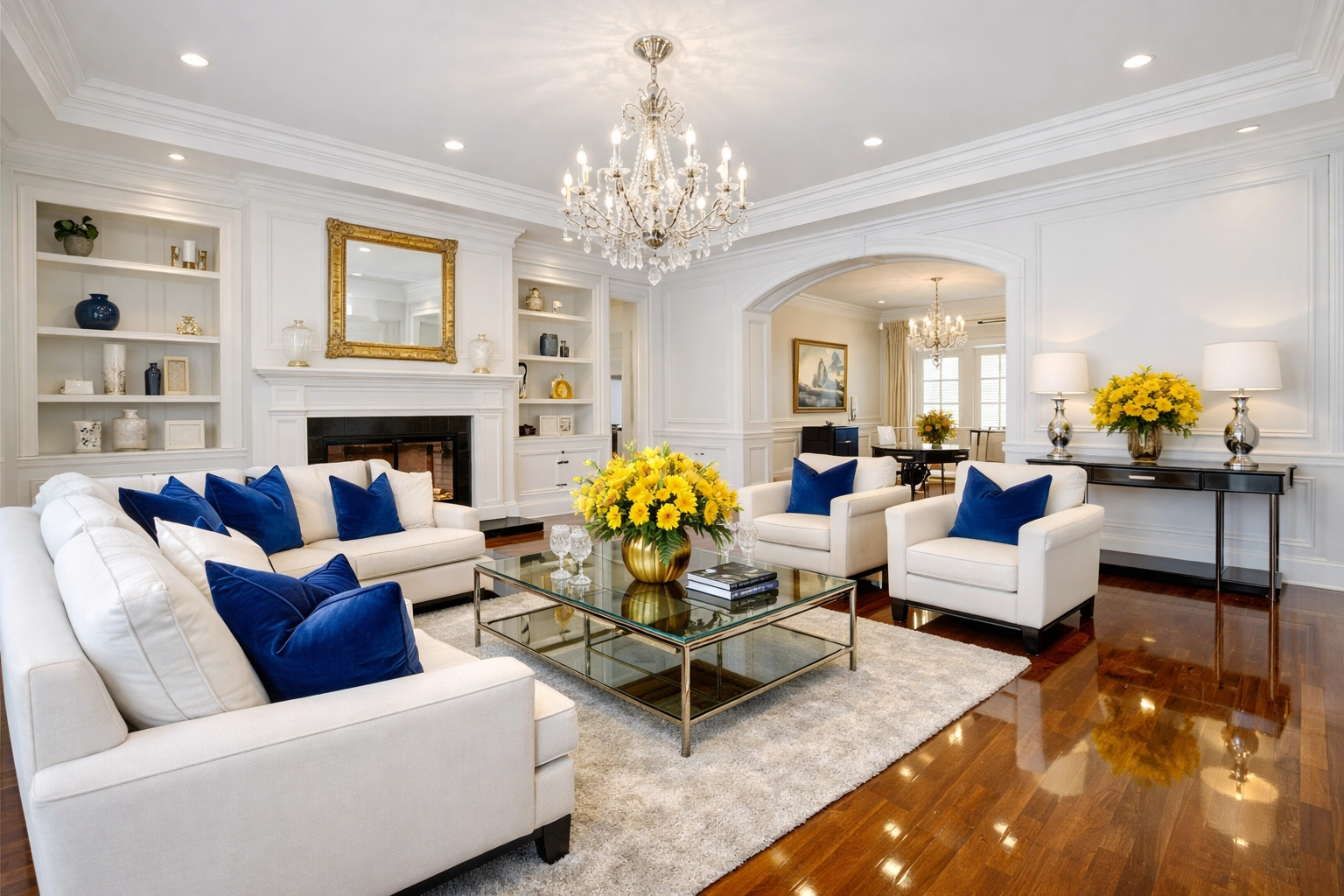Immaculate living room after a professional deep cleaning and post-construction cleaning in Marlborough.